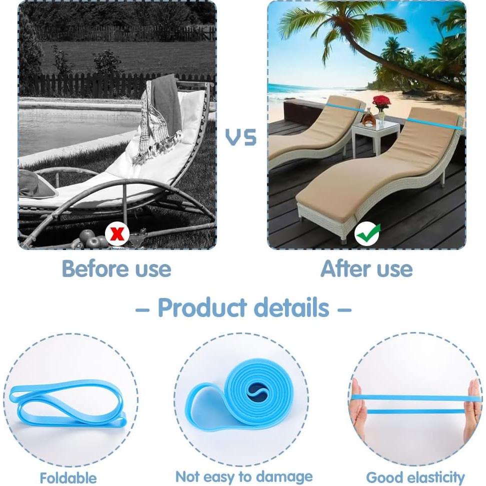 10 Bandas de Toalla de Playa Prudiut - Silicona Estirable 30 cm