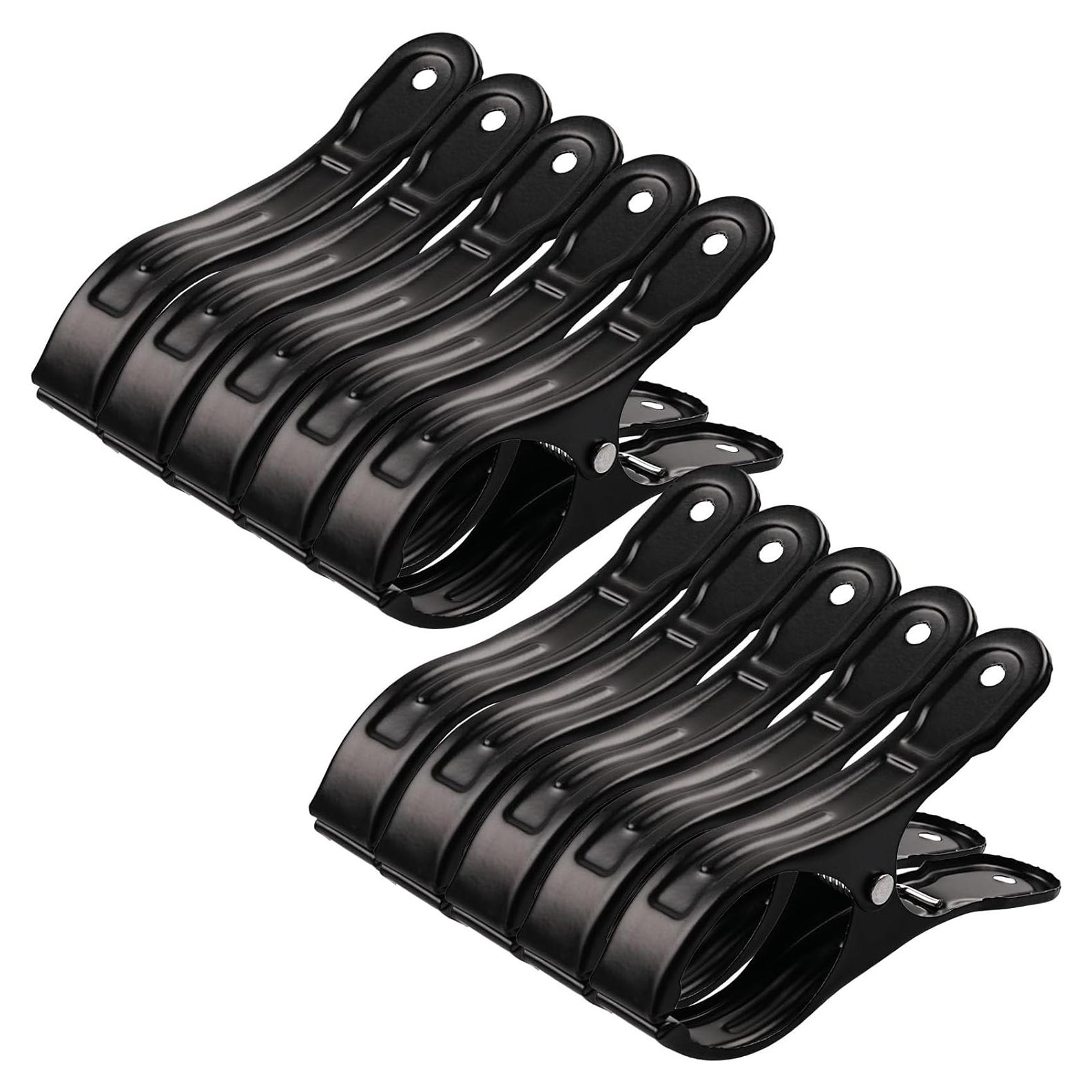 Paquete de 10 Clips de Toalla de Playa Dapute Metal Negro