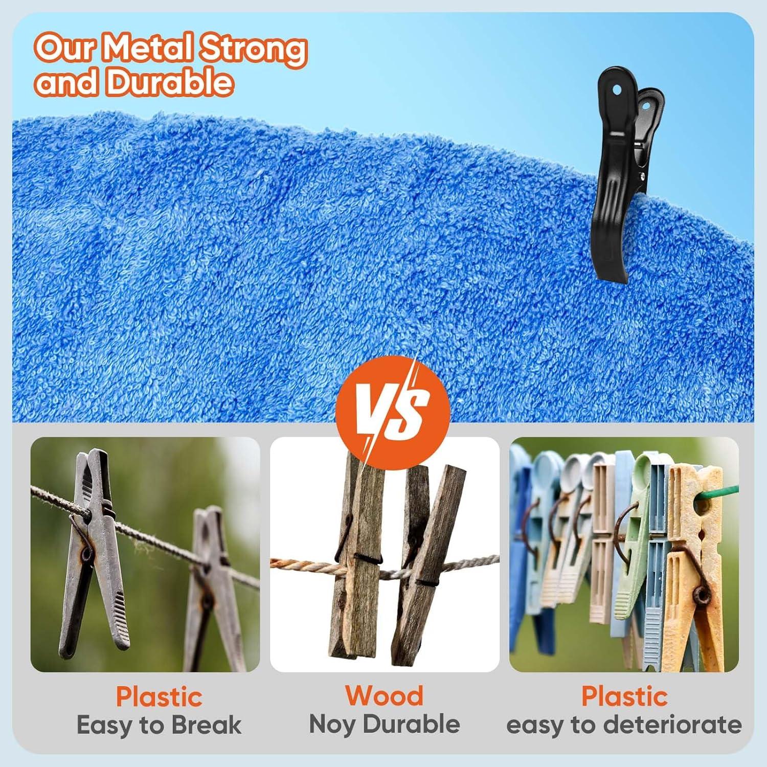 Paquete de 10 Clips de Toalla de Playa Dapute Metal Negro