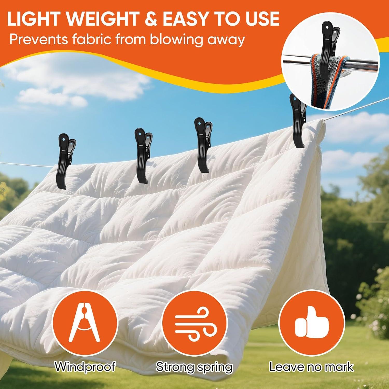 Paquete de 10 Clips de Toalla de Playa Dapute Metal Negro