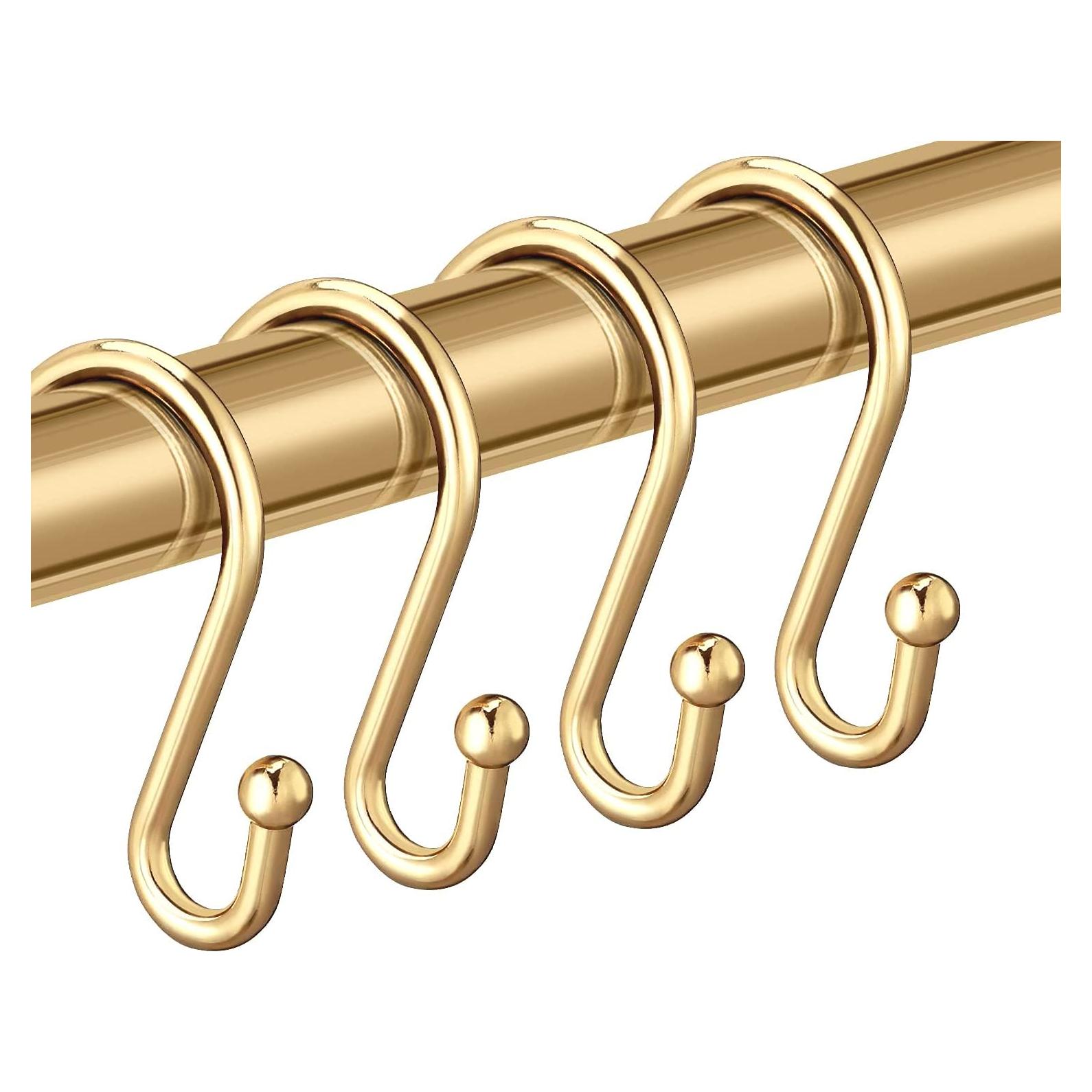 Anillas para Cortinas de Ducha Doradas CHICTIE - Juego de 12 Ganchos de Metal
