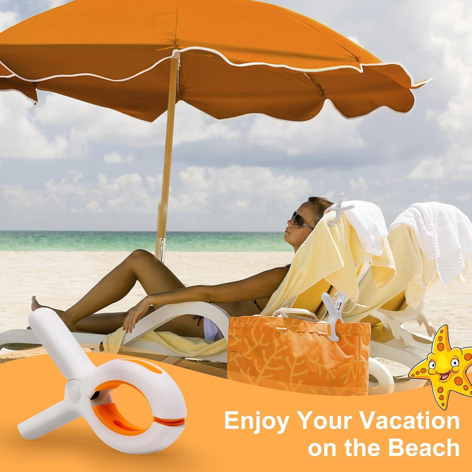 Pinzas para Toallas de Playa Coideal 6 Pcs Plástico Naranja