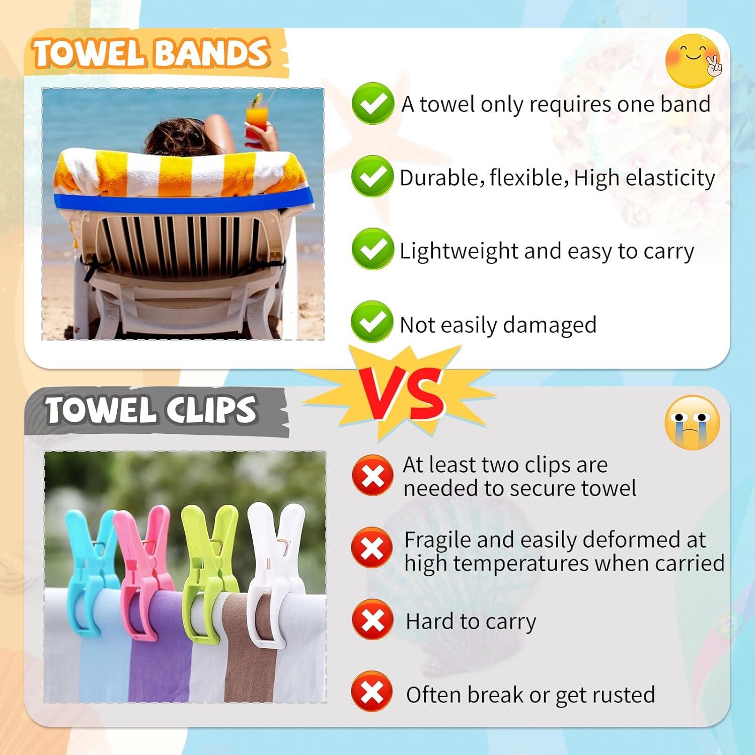 Paquete de 8 Bandas para Toallas BlissfulBlend - Goma Elástica