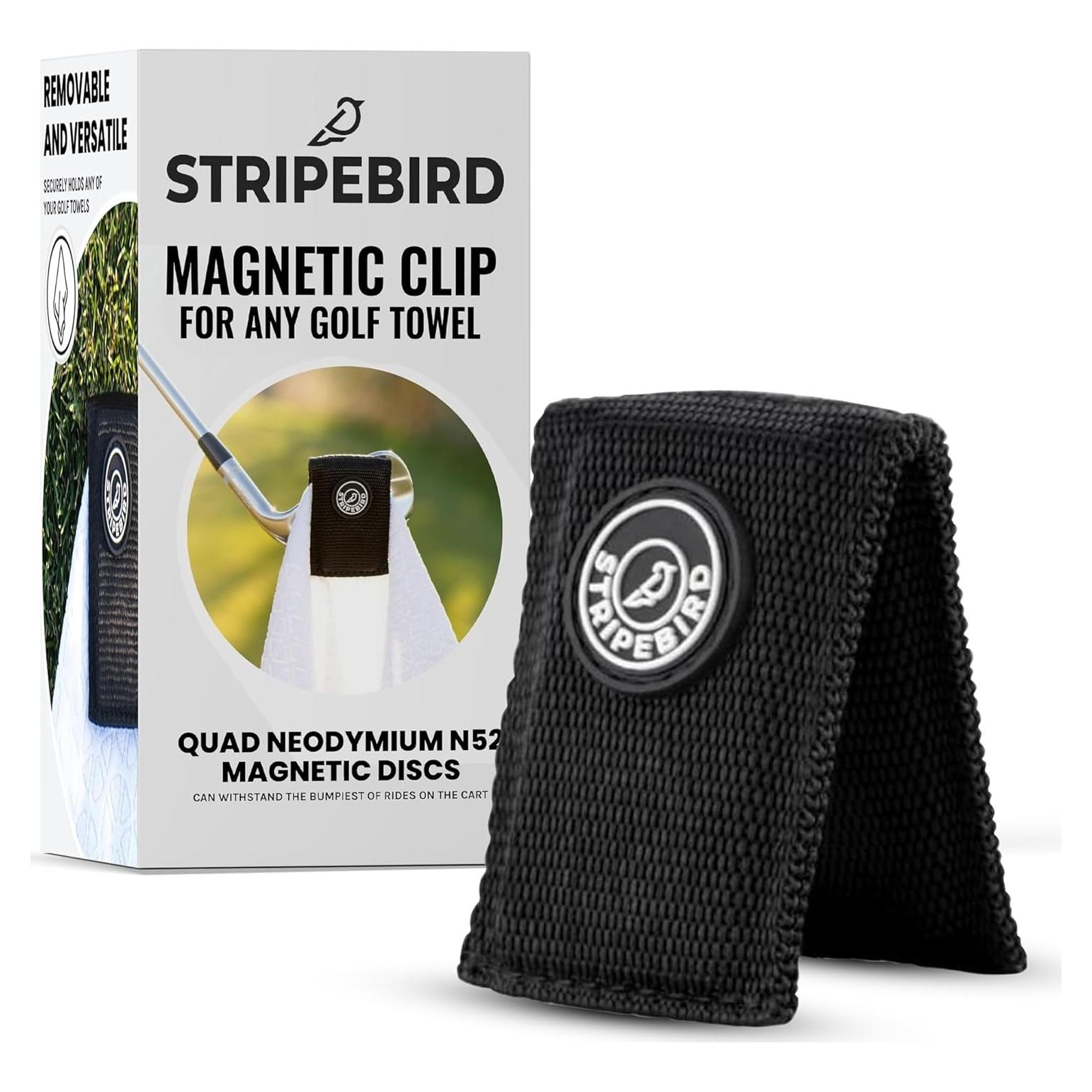 Clip Magnético para Toalla de Golf Stripebird - Negro - Desmontable