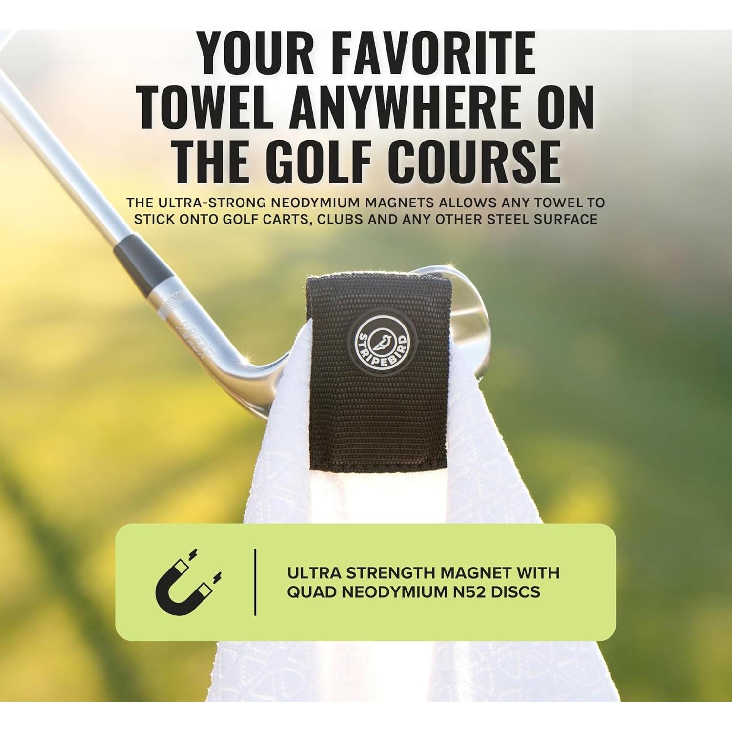 Clip Magnético para Toalla de Golf Stripebird - Negro - Desmontable