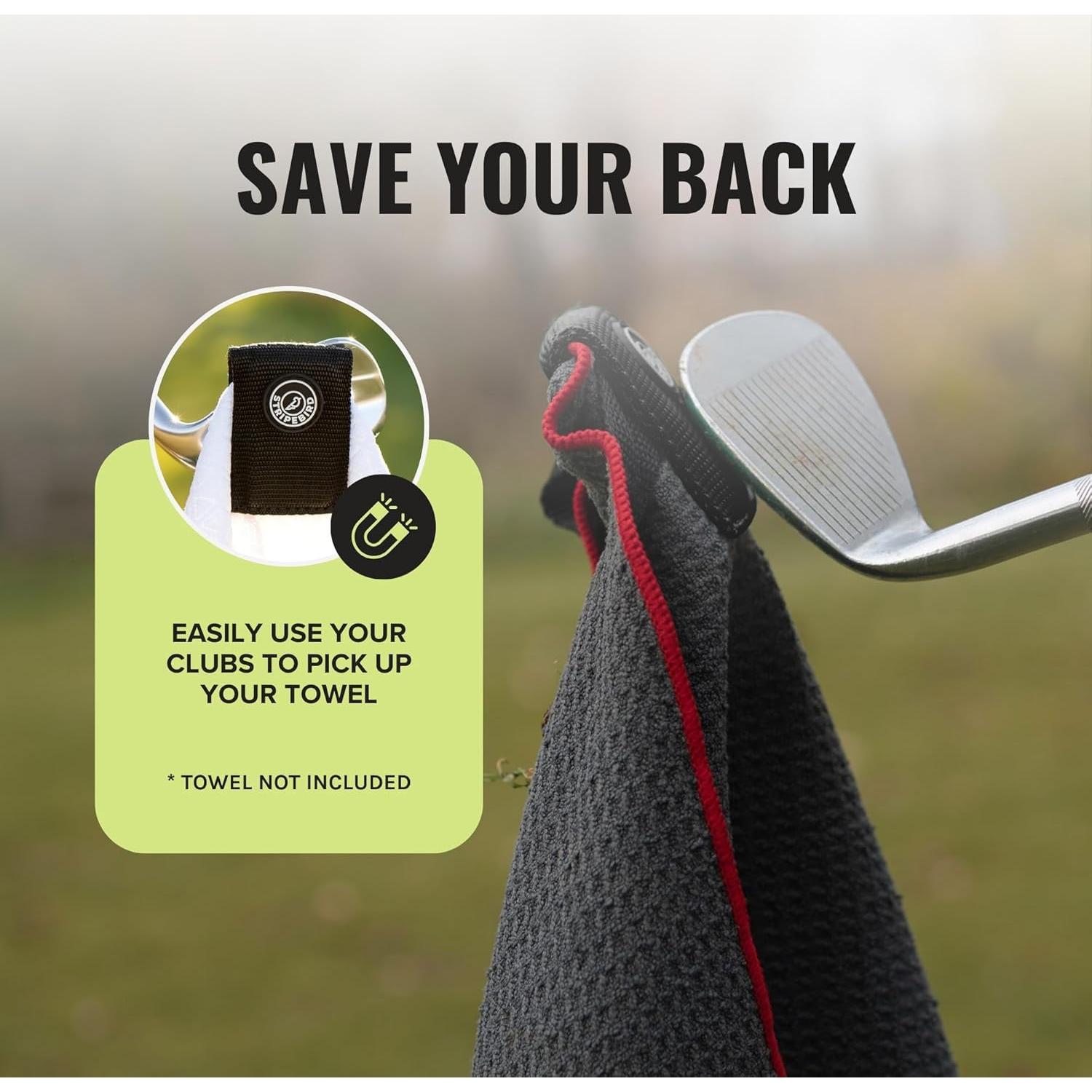 Clip Magnético para Toalla de Golf Stripebird - Negro - Desmontable