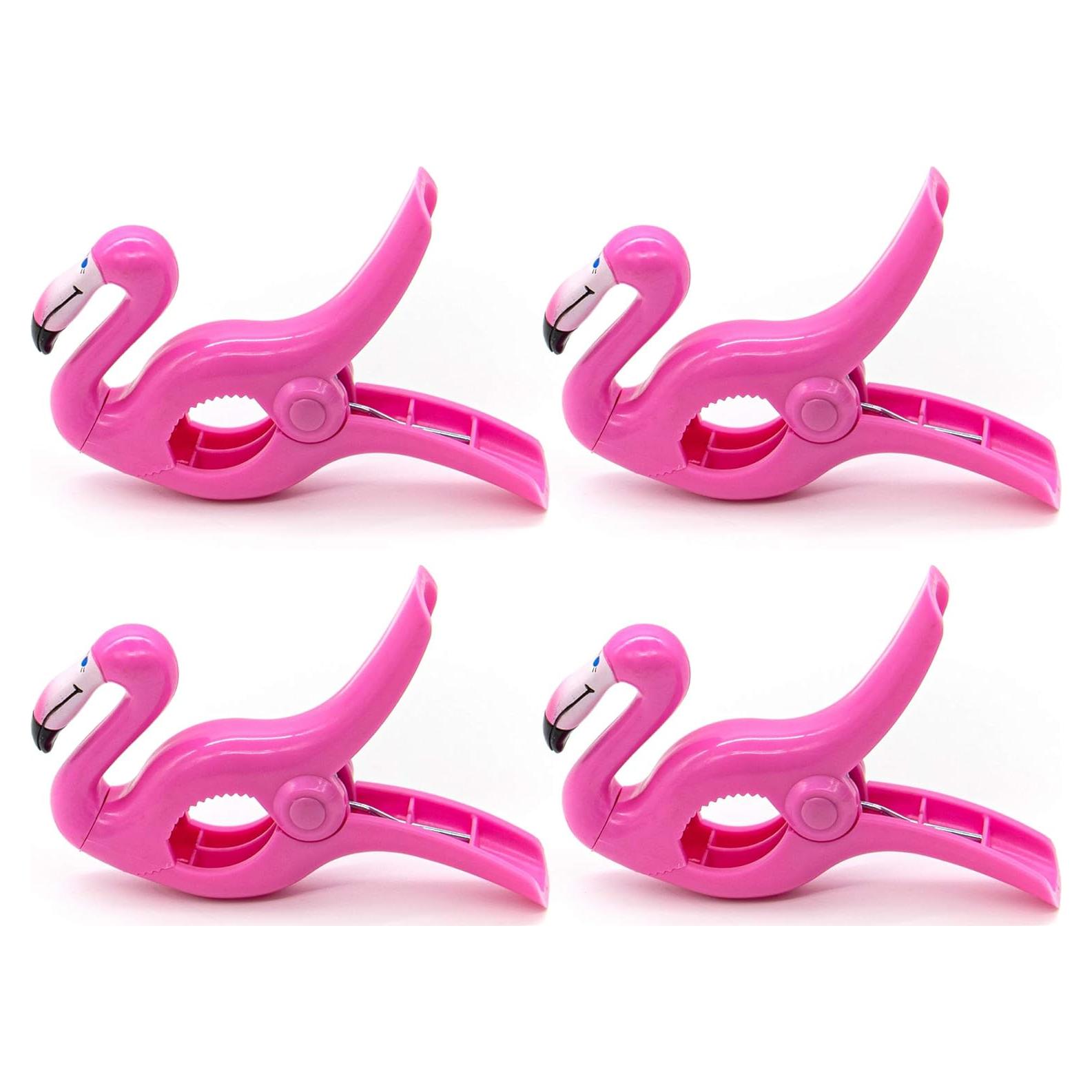 Clips de Toalla AUEAR Flamingo Rosa - Paquete de 4, 13cm