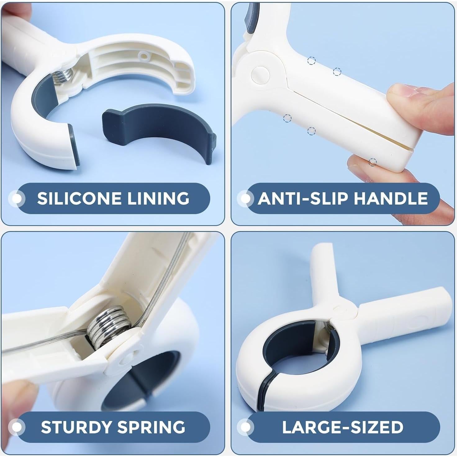 Clips de Toalla de Playa Extra Grande Qgond - 9 Piezas Caqui/Azul