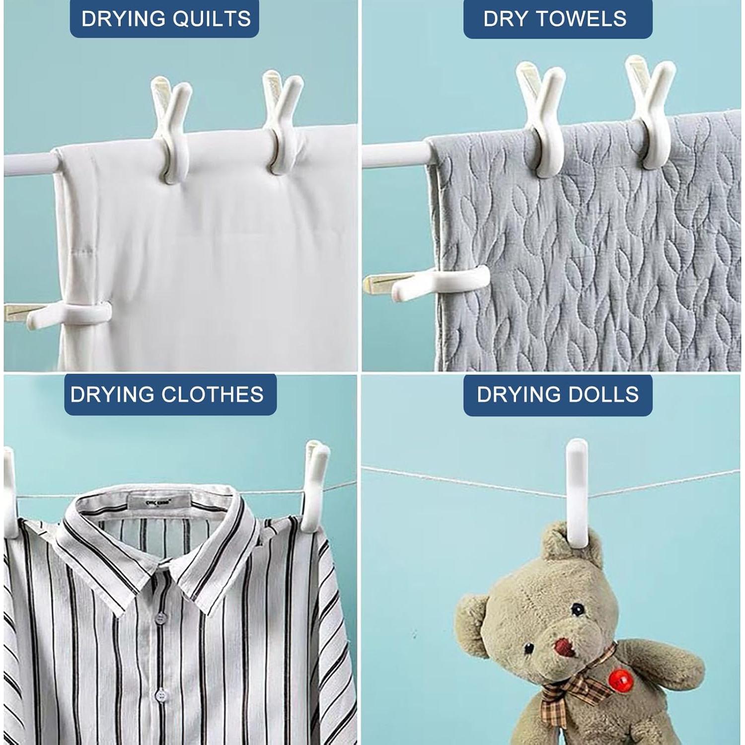 Clips de Toalla de Playa Extra Grande Qgond - 9 Piezas Caqui/Azul