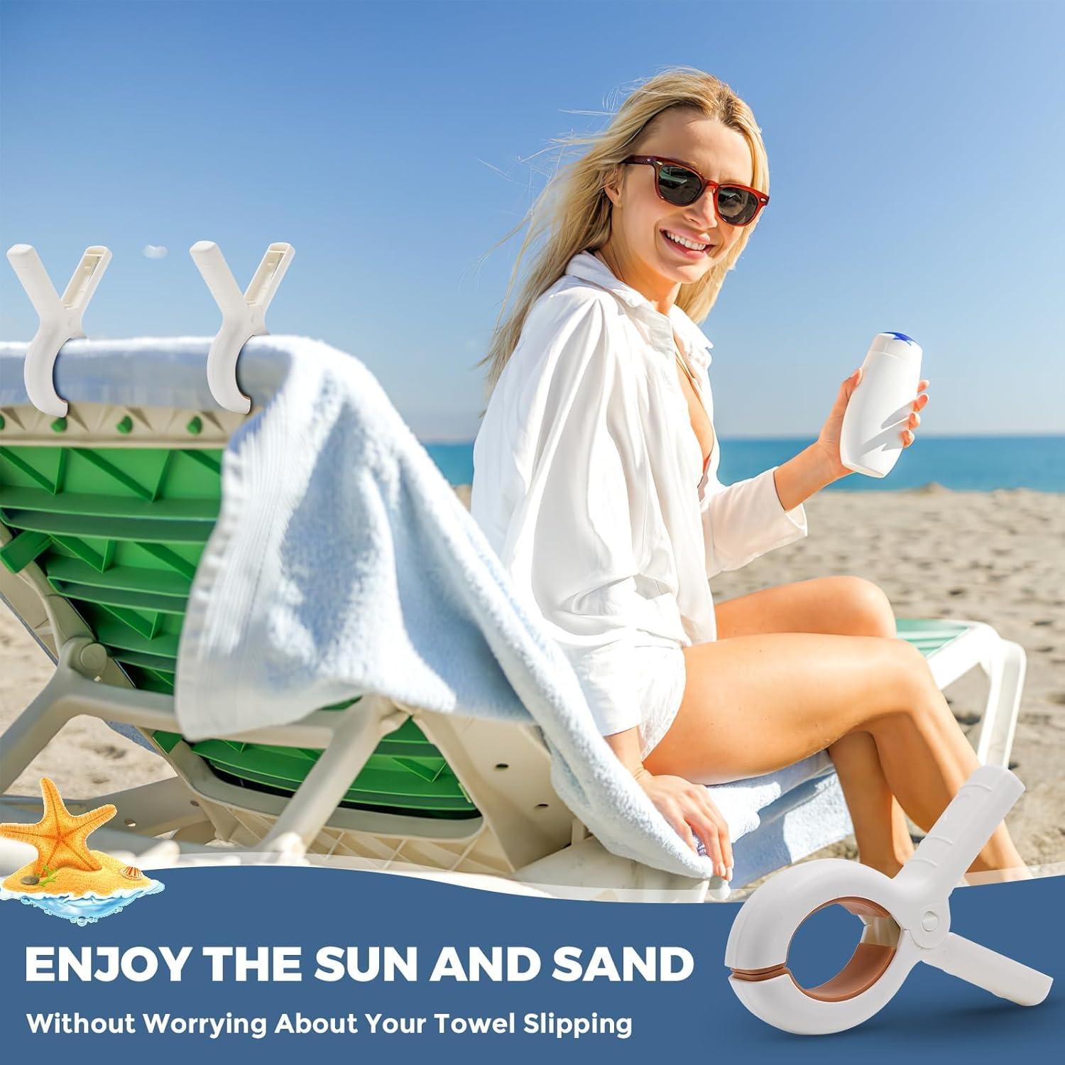 Clips de Toalla de Playa Extra Grande Qgond - 9 Piezas Caqui/Azul