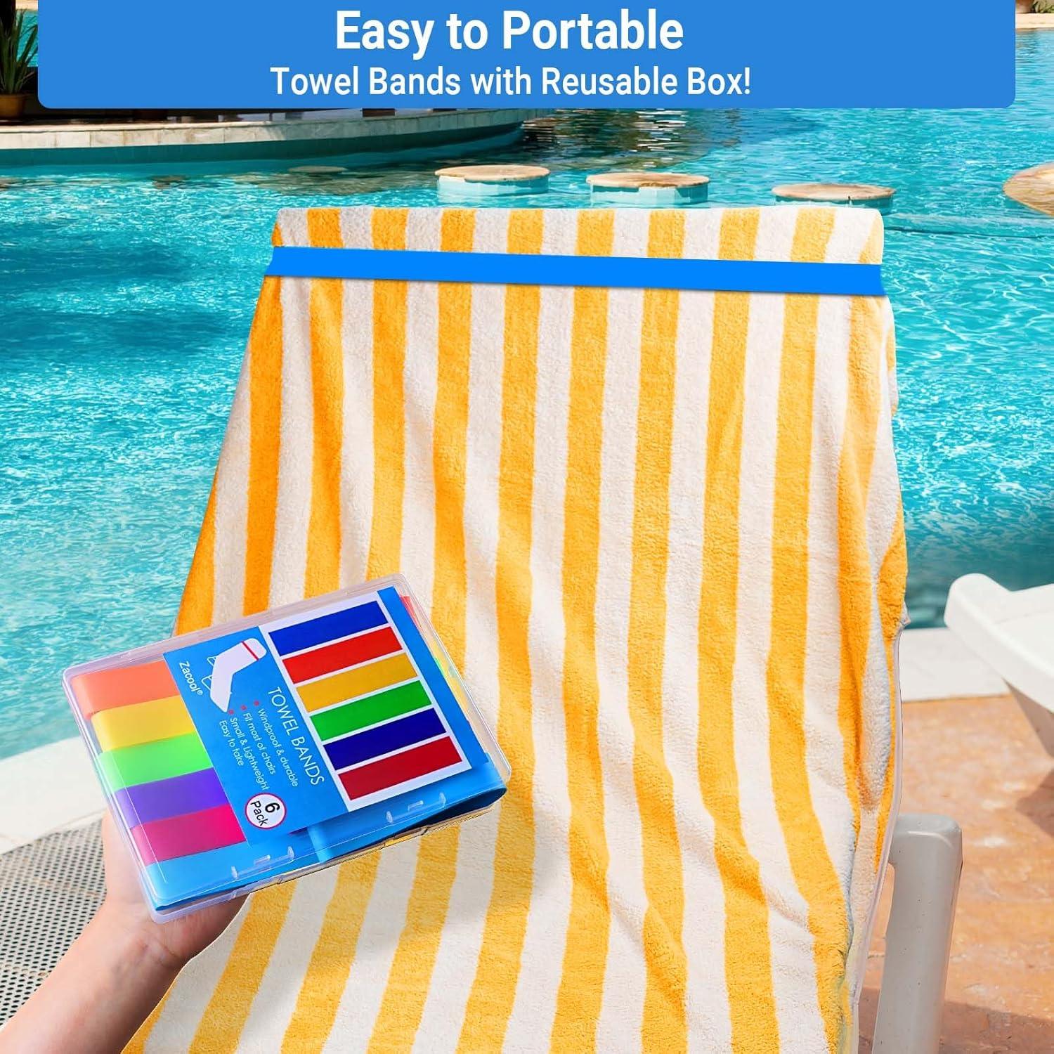 Bandas de Toalla de Playa Zacool - Paquete de 6 Colores