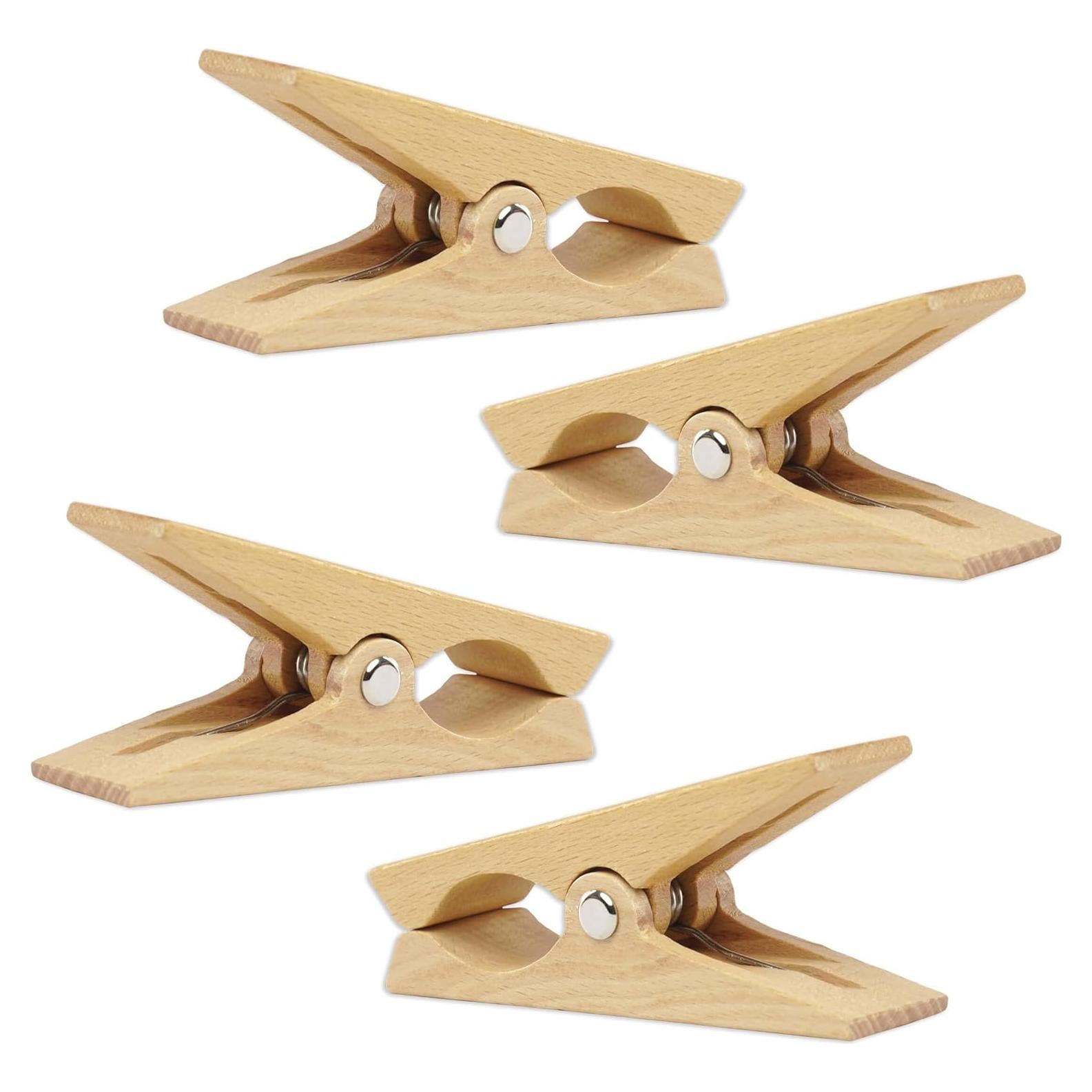 Pinzas de Madera Grandes Tuuli - Set de 4 para Toallas y Ropa