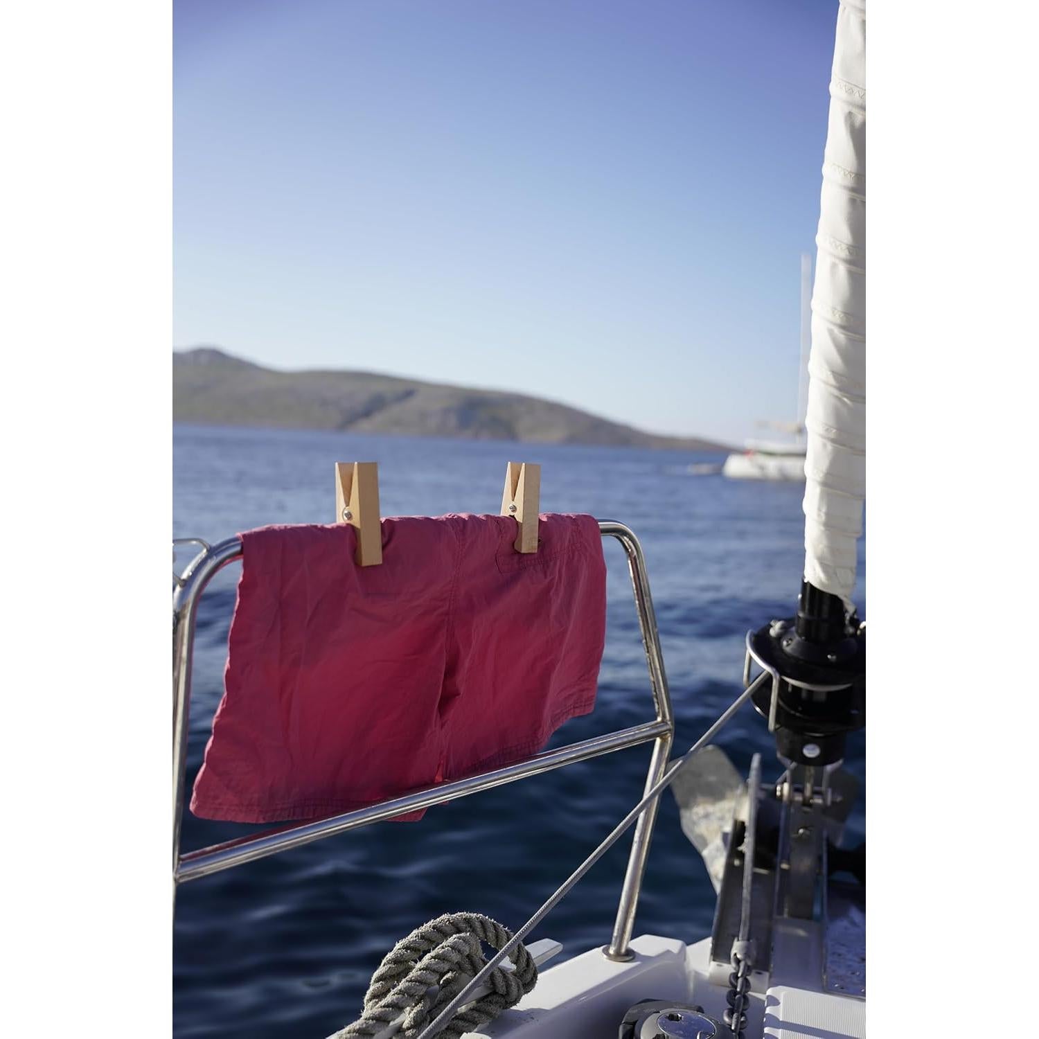 Pinzas de Madera Grandes Tuuli - Set de 4 para Toallas y Ropa