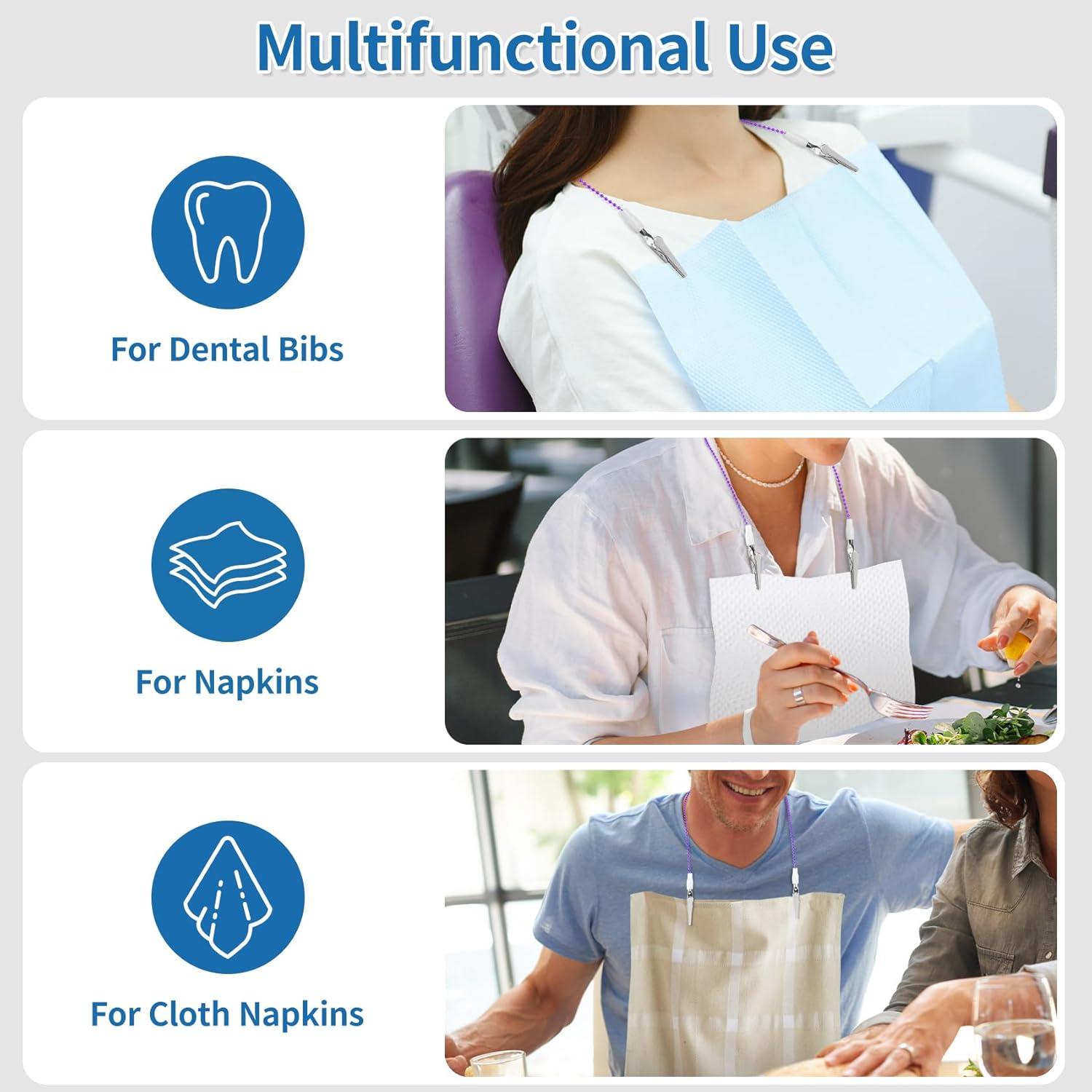 Clip de Babero Dental Annhua Morado - Paquete de 3, 48 cm