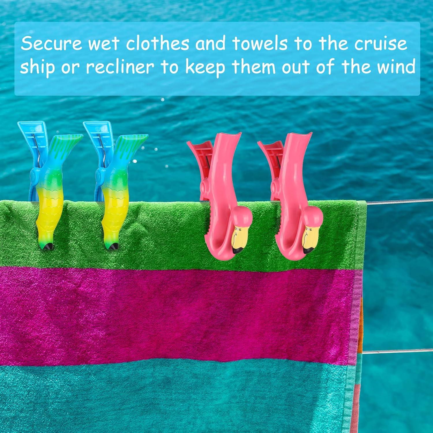 8 Clips para Toallas de Playa Skyley - Flamenco y Loro