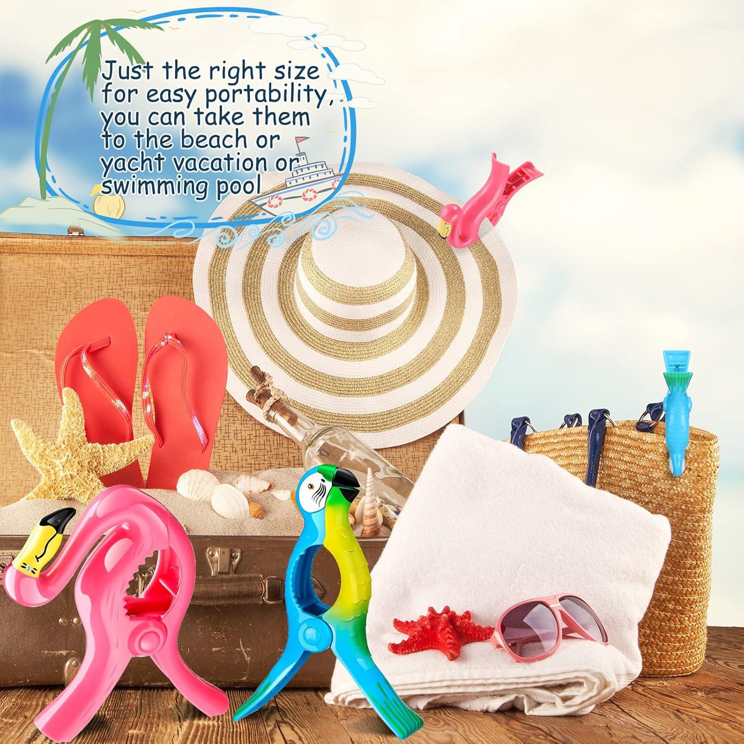 8 Clips para Toallas de Playa Skyley - Flamenco y Loro