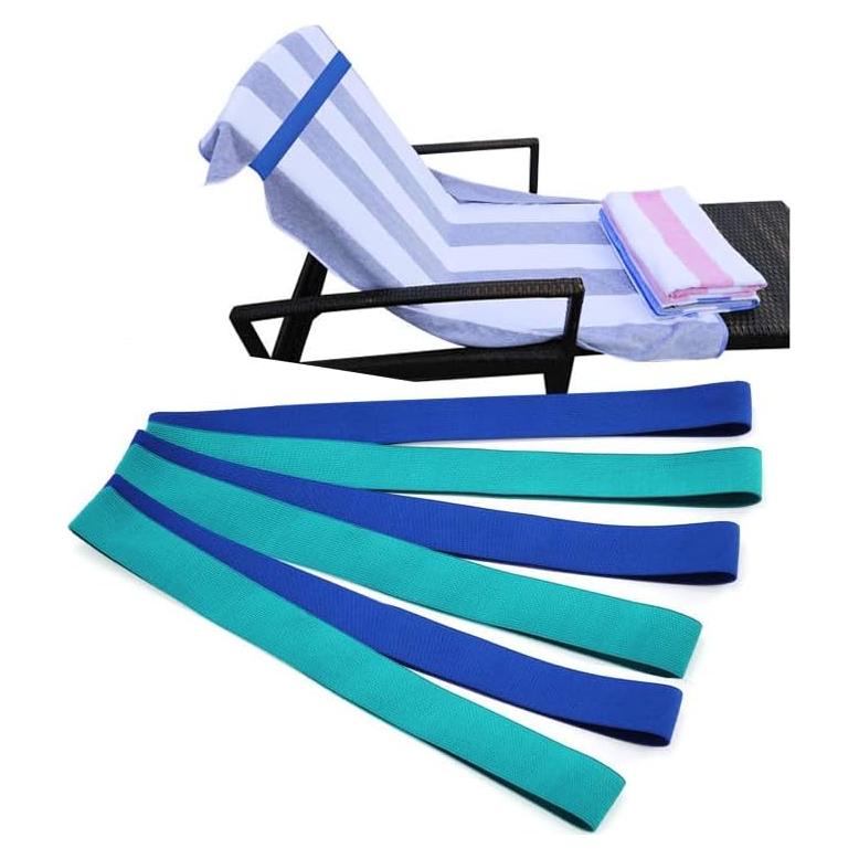 Bandas de Toalla de Playa Bizooth, 6 Piezas, Azul/Turquesa