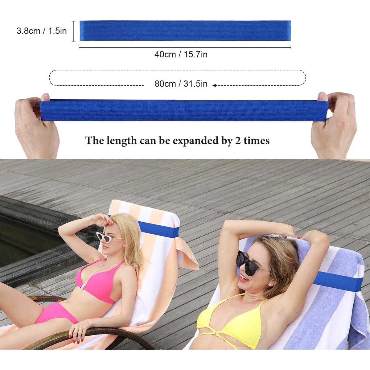 Bandas de Toalla de Playa Bizooth, 6 Piezas, Azul/Turquesa