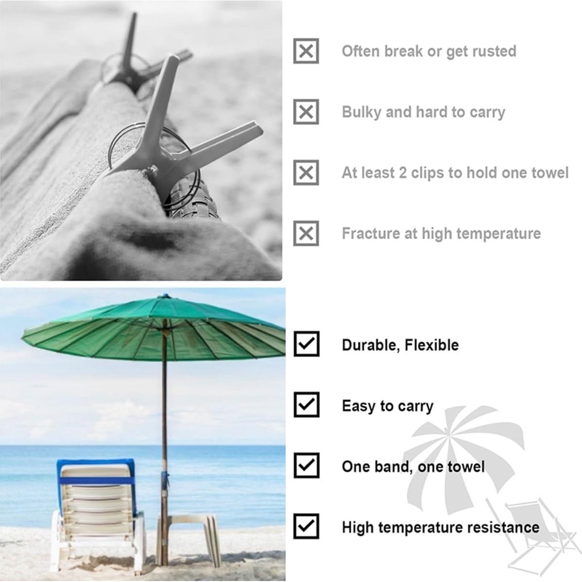 Bandas de Toalla de Playa Bizooth, 6 Piezas, Azul/Turquesa