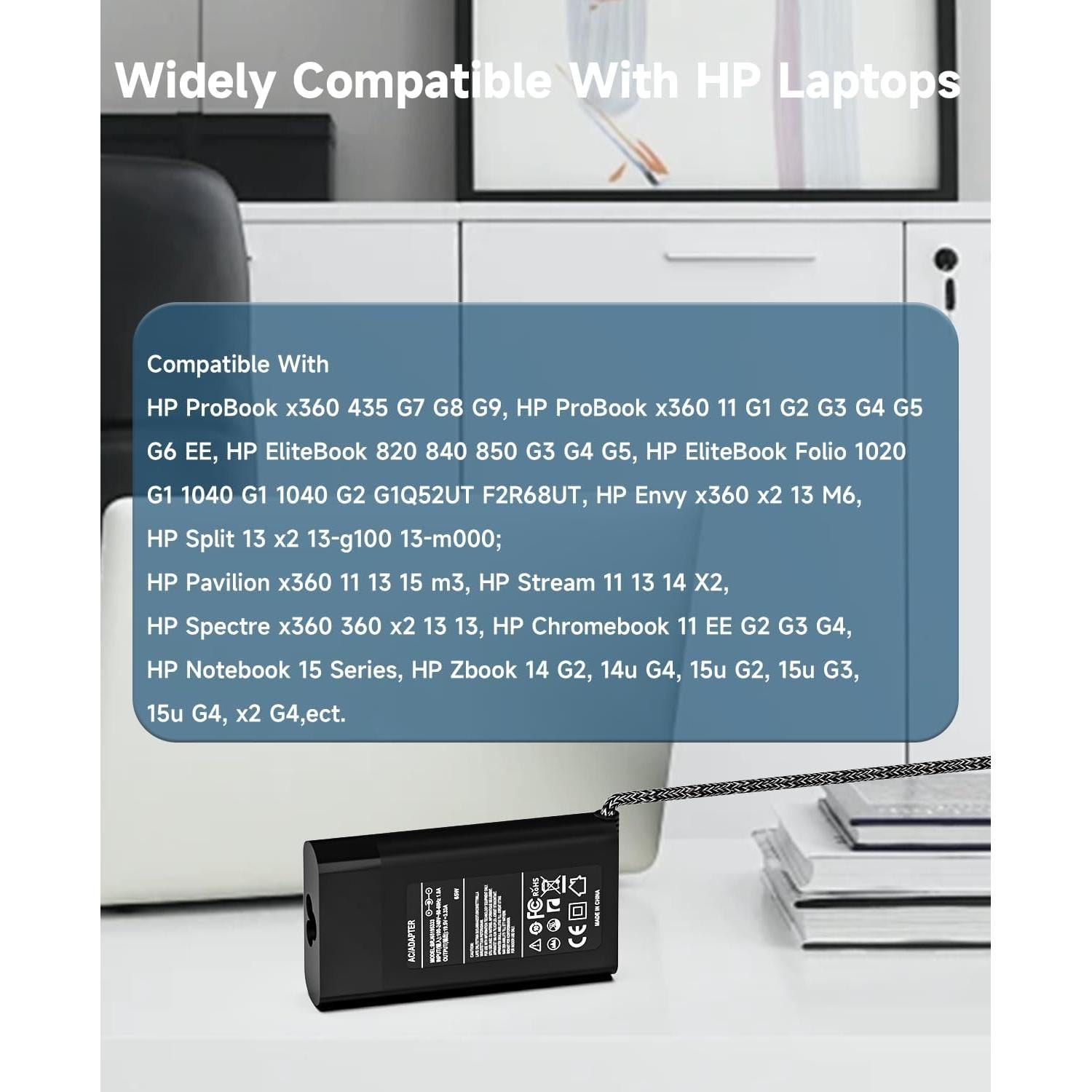 Cargador de Laptop HP 65W Punta Azul ProBook EliteBook