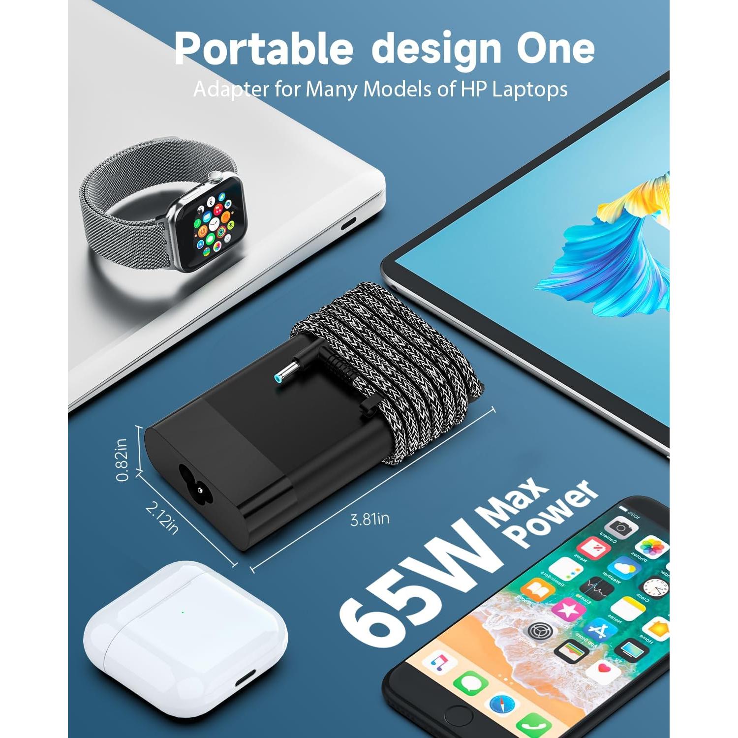 Cargador de Laptop HP 65W Punta Azul ProBook EliteBook