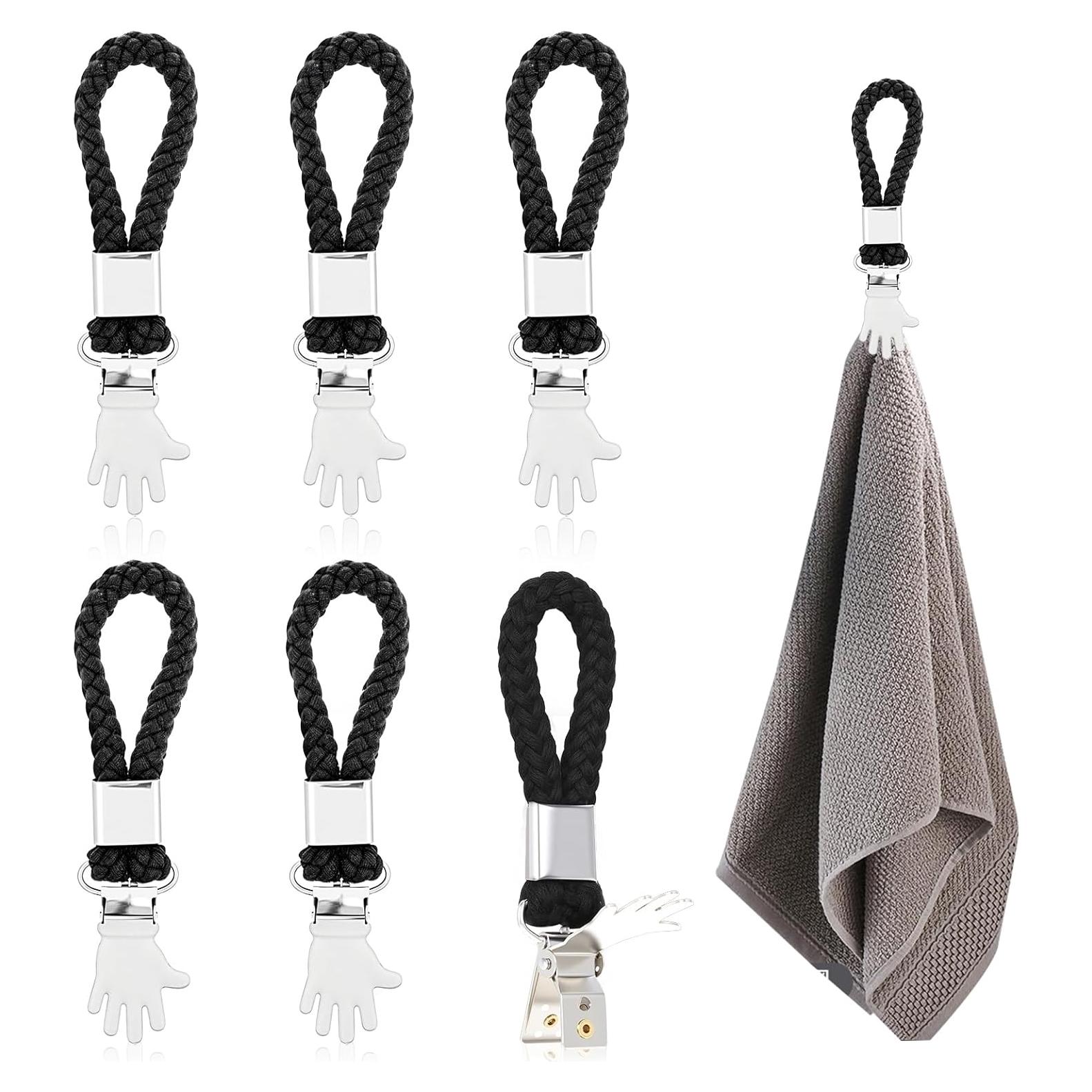 6 Clips para Toallas de Cocina Tyqour, Metal Negro, 10.8 cm