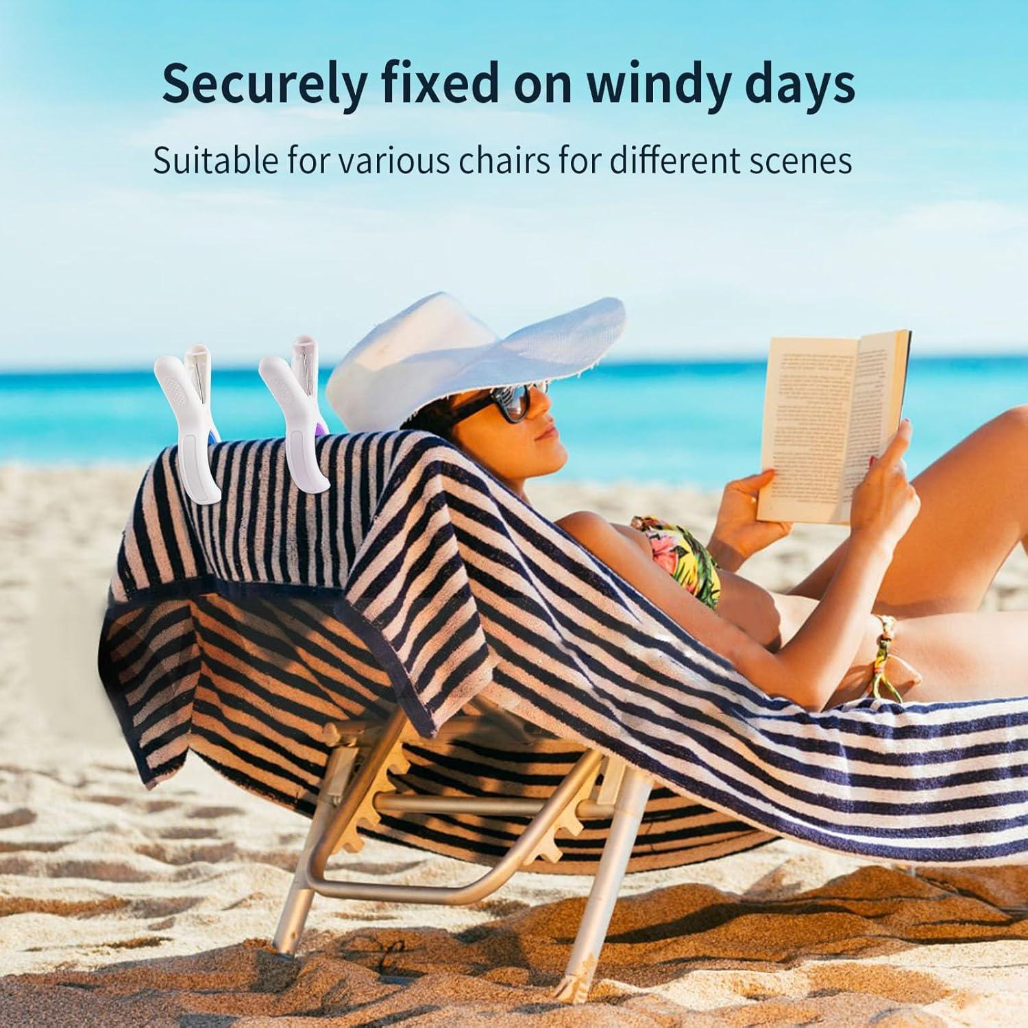 Paquete de 12 Clips para Toallas de Playa KEYBOO - Extra Grandes