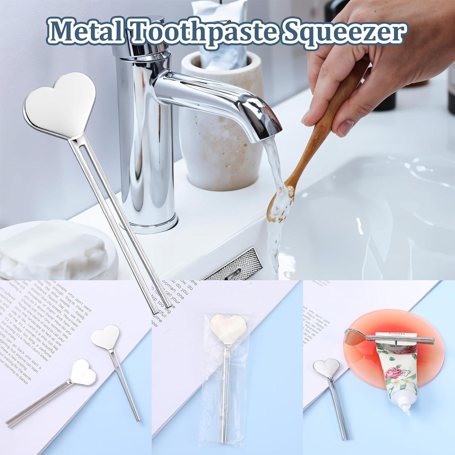 Juego de 3 exprimidores de pasta de dientes TIESOME metal plateado