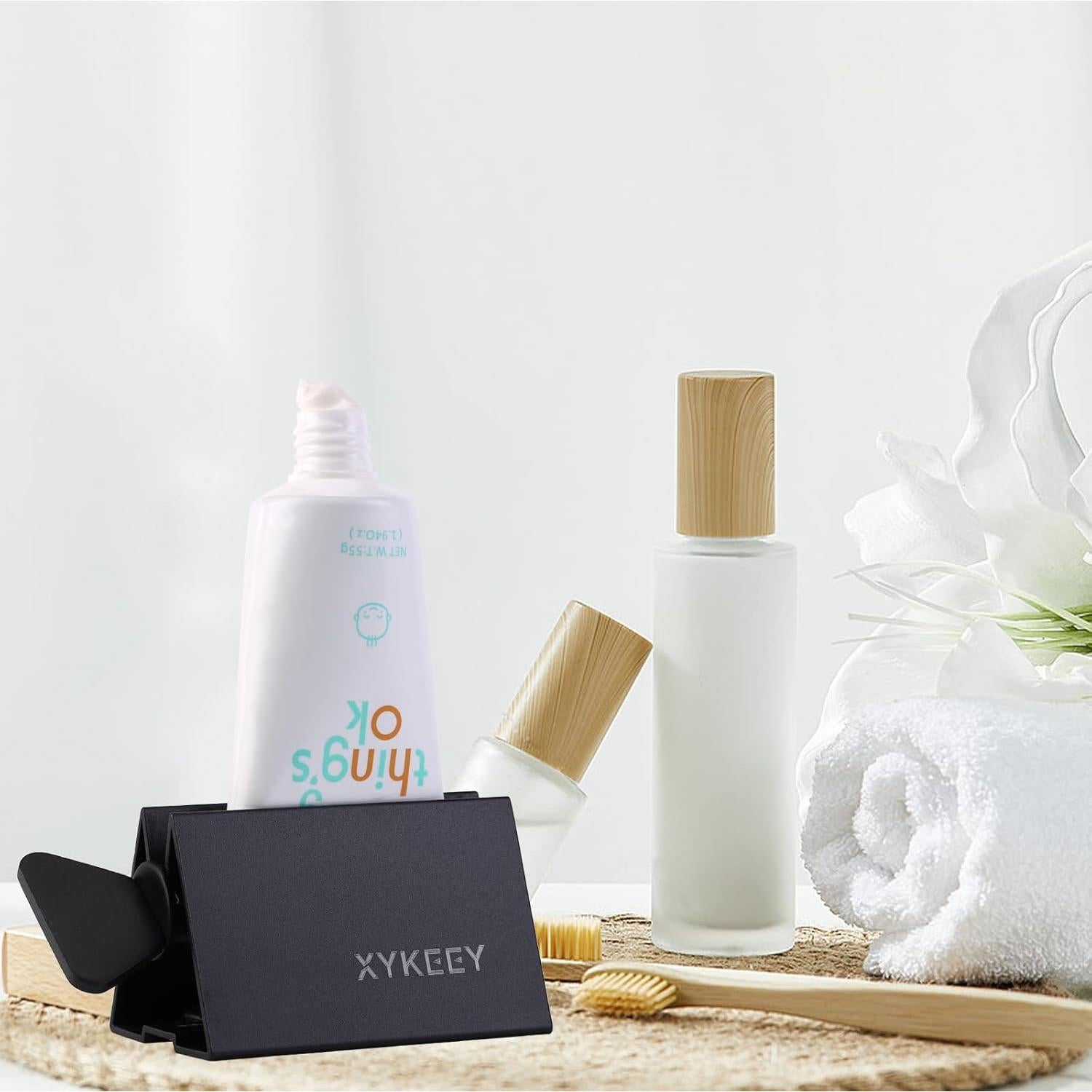 Exprimidor de Tubos de Pasta de Dientes XYKEEY - Juego de 2 Soportes de Metal