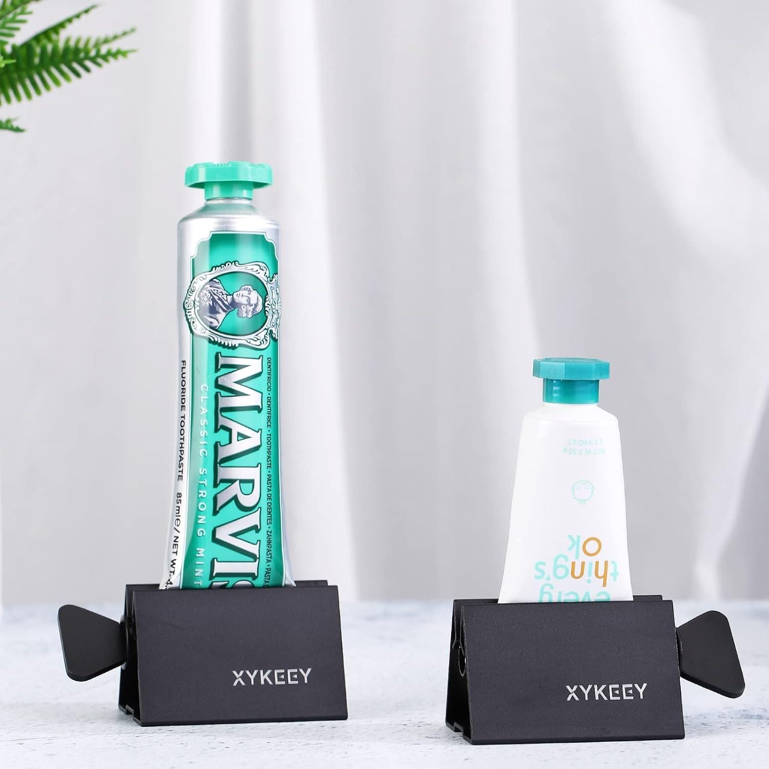 Exprimidor de Tubos de Pasta de Dientes XYKEEY - Juego de 2 Soportes de Metal