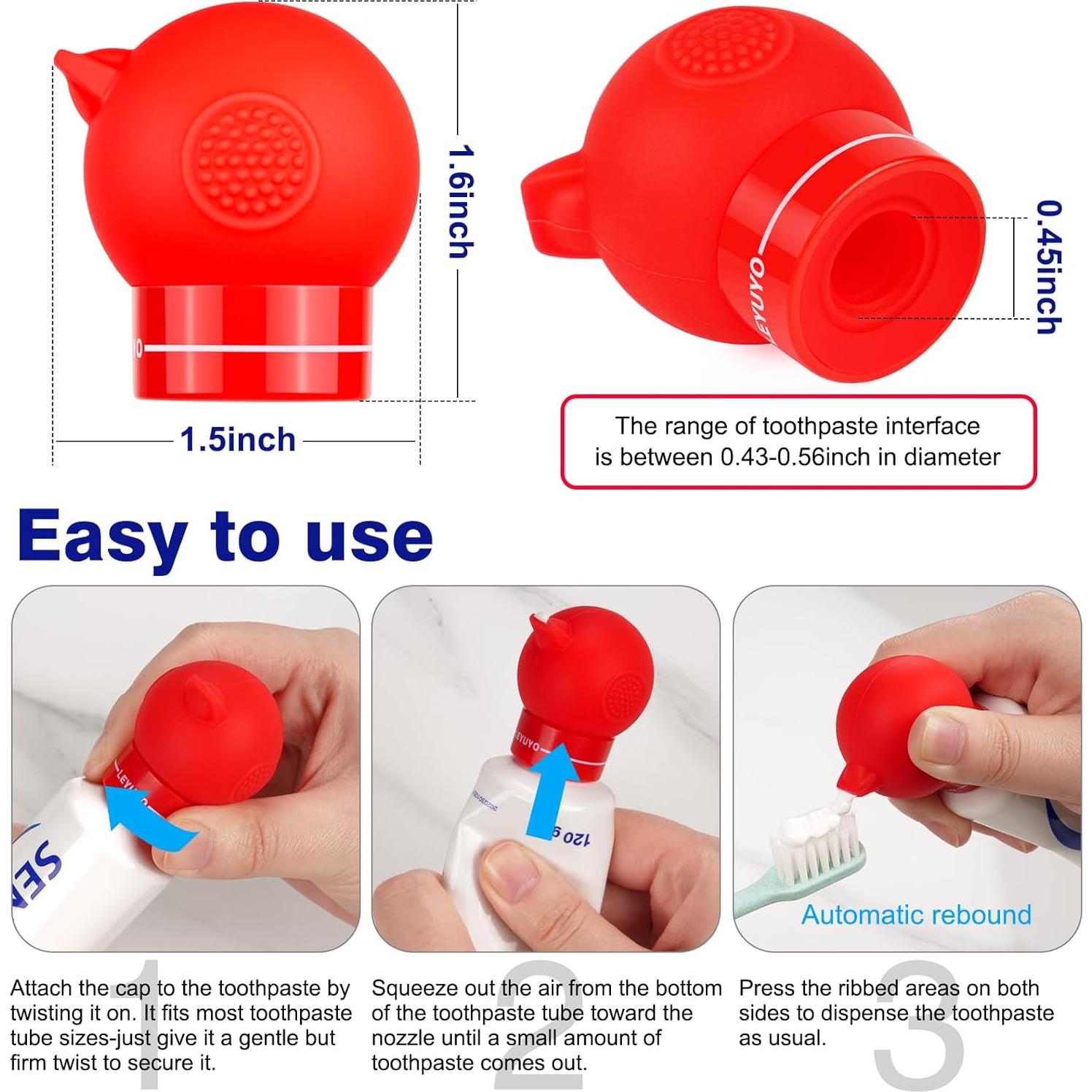 Dispensador de Pasta de Dientes Silicona LEYUYO Rojo 1 Cuenta