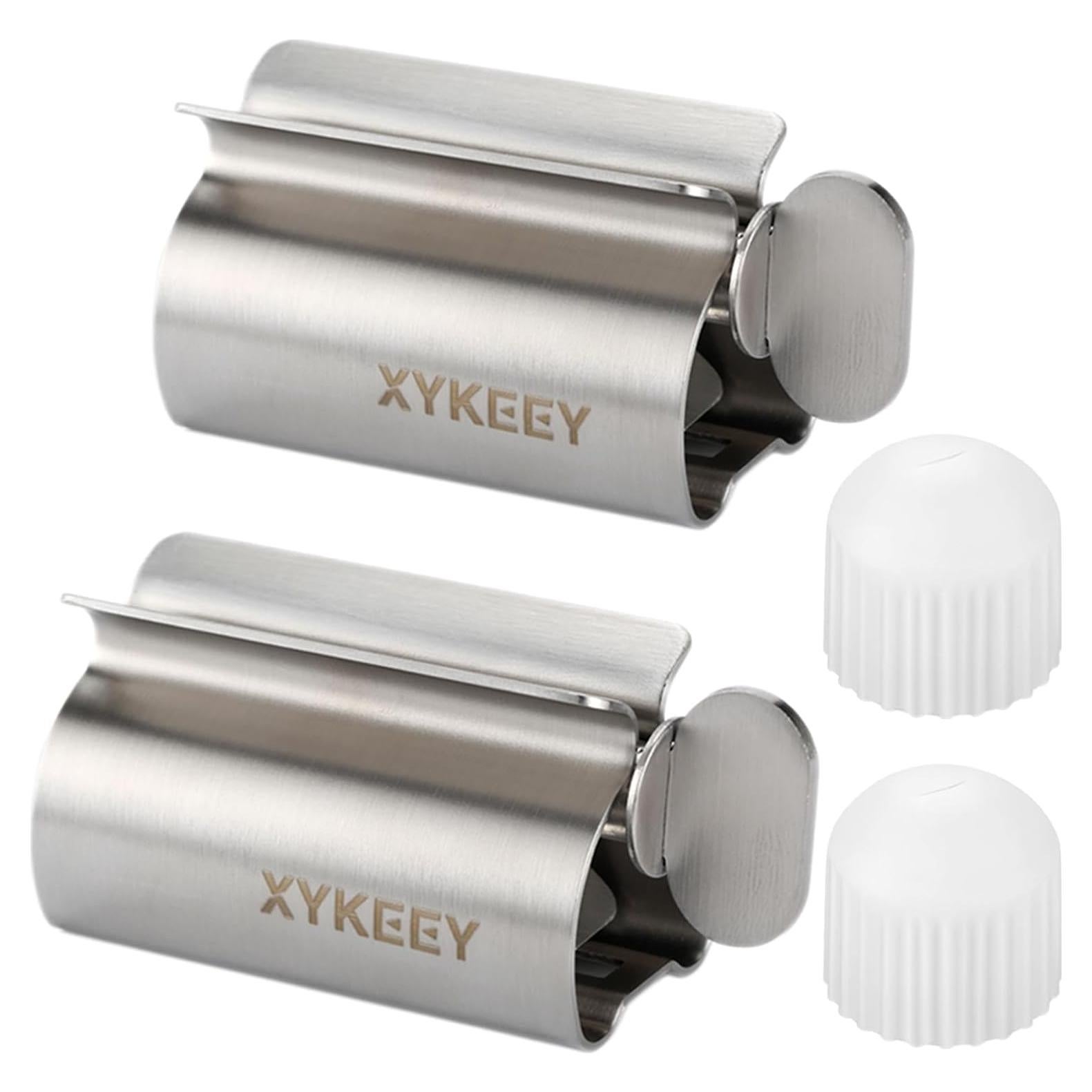 Exprimidor de Tubos de Pasta de Dientes XYKEEY - Juego de 2 Soportes de Metal
