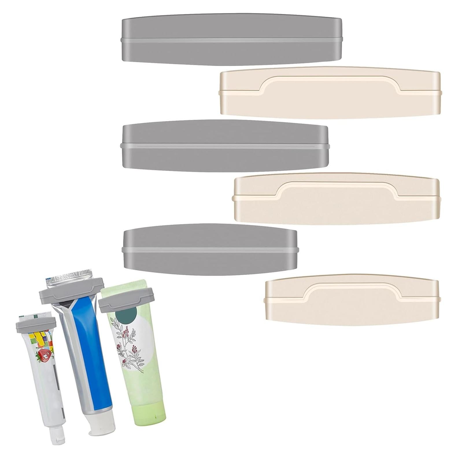 Exprimidor de Tubos de Pasta de Dientes Calary 6 Piezas Gris y Blanco