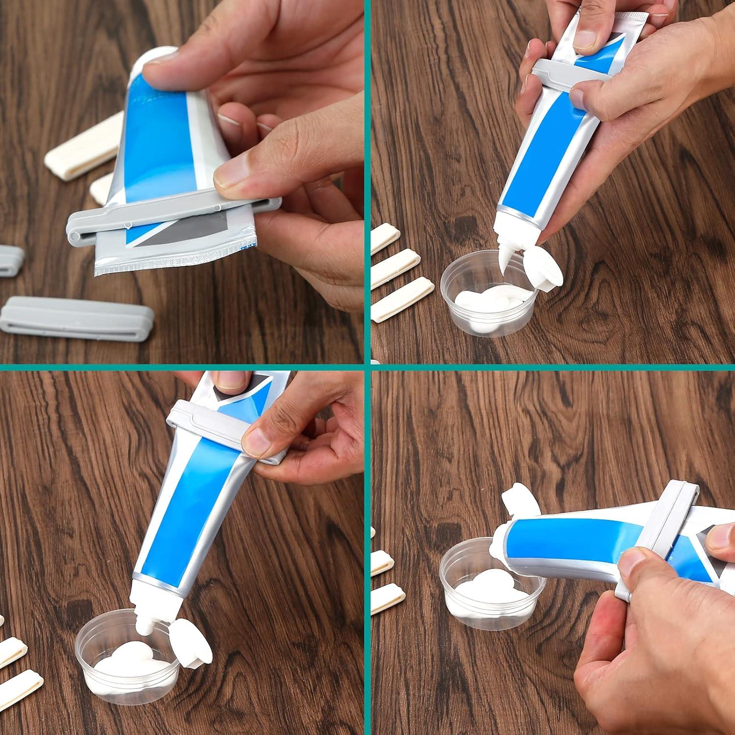 Exprimidor de Tubos de Pasta de Dientes Calary 6 Piezas Gris y Blanco