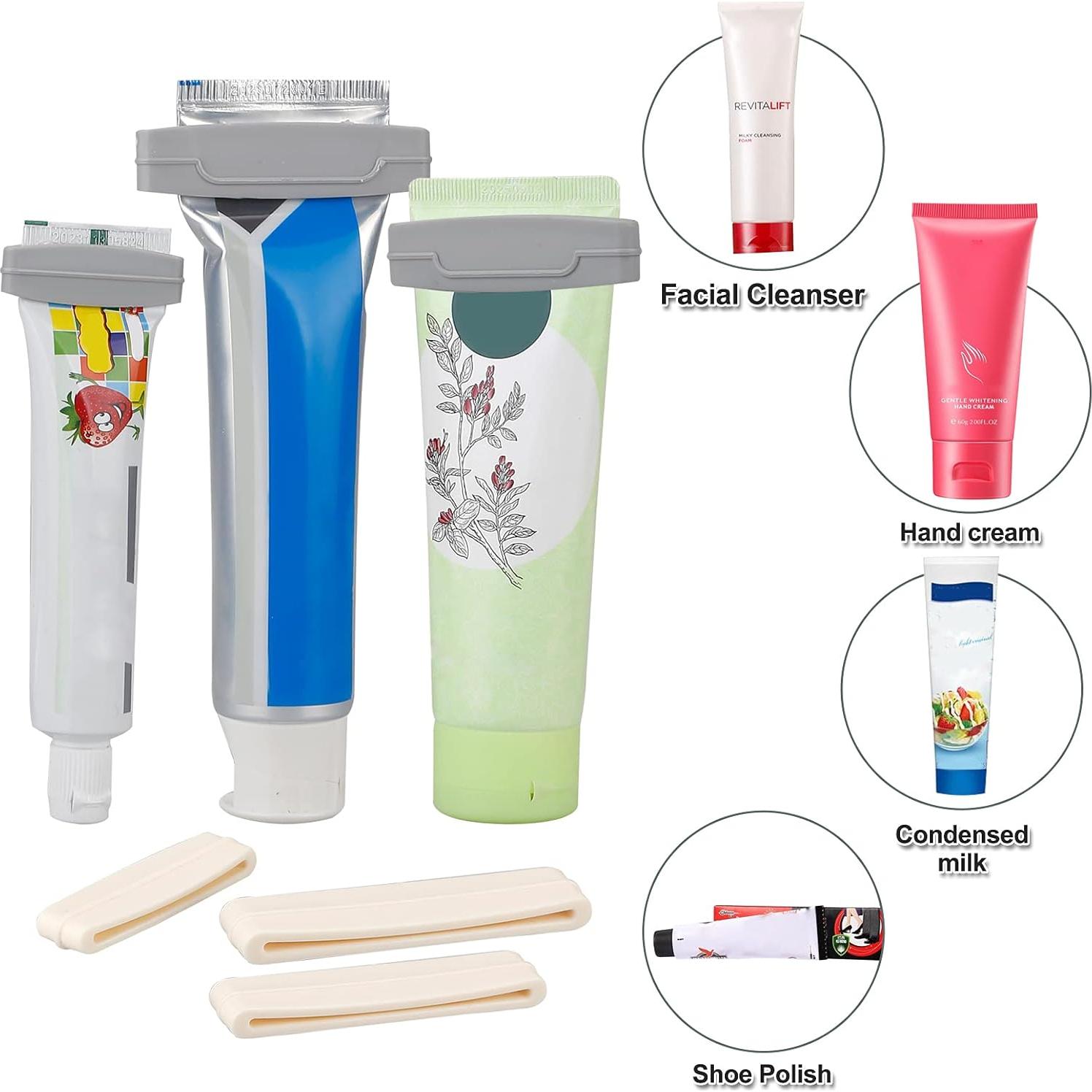 Exprimidor de Tubos de Pasta de Dientes Calary 6 Piezas Gris y Blanco