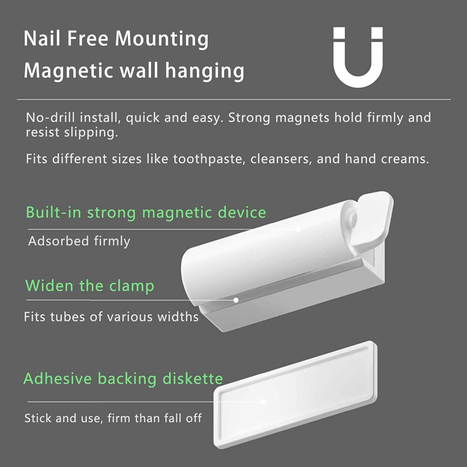 Exprimidor de Pasta de Dientes So Nice, 2 Unidades, Magnético