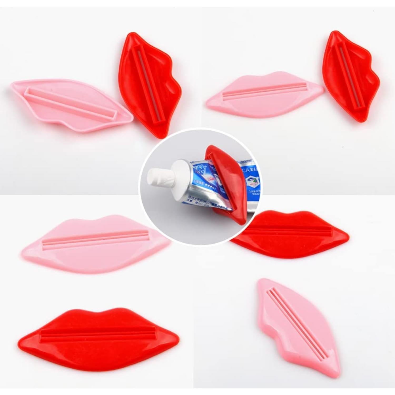 Exprimidores de Pasta de Dientes Saugad Labios 4 Piezas Rosa Rojo