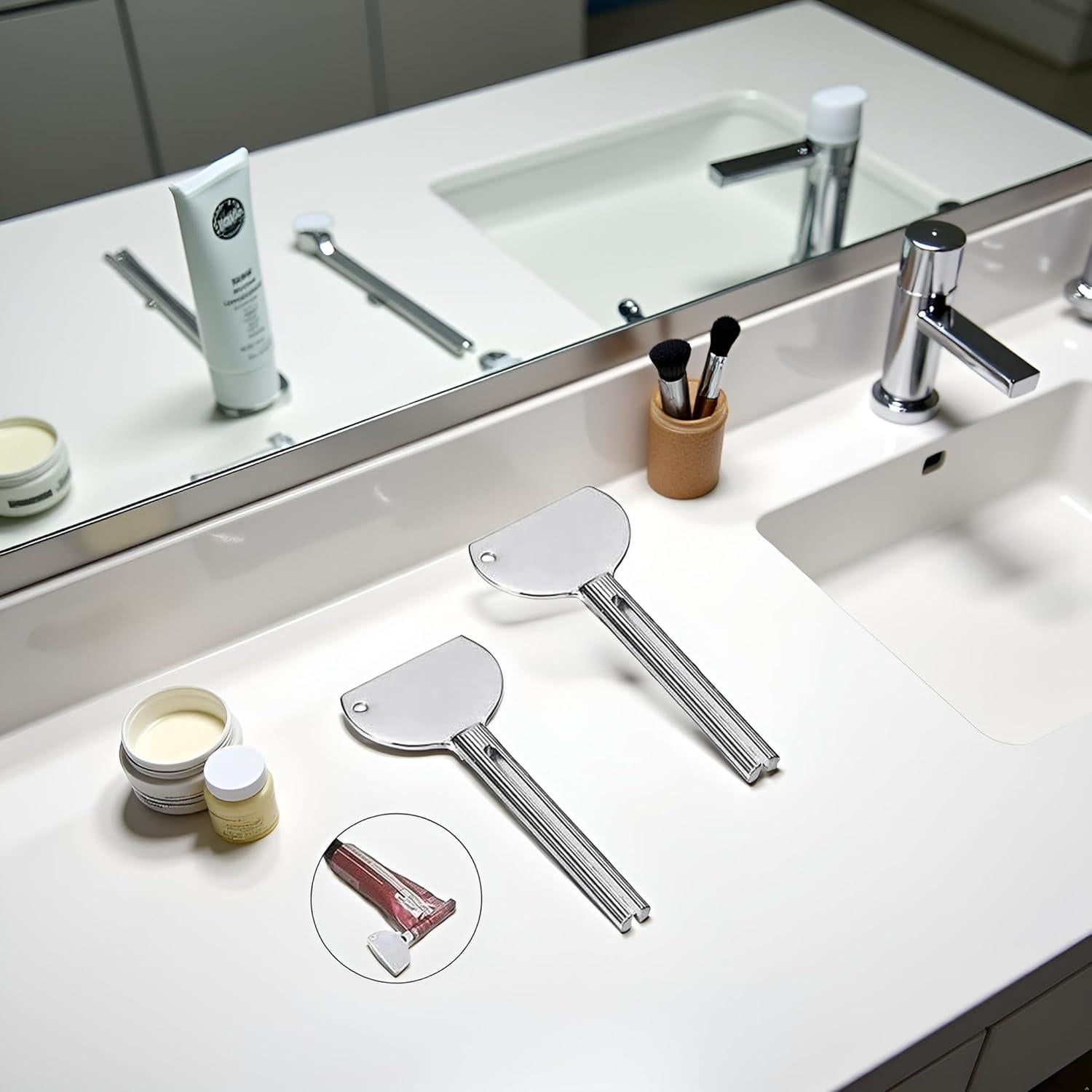 2 Llaves Exprimidor de Tubo Xinjincang Acero Inoxidable Ergonómico