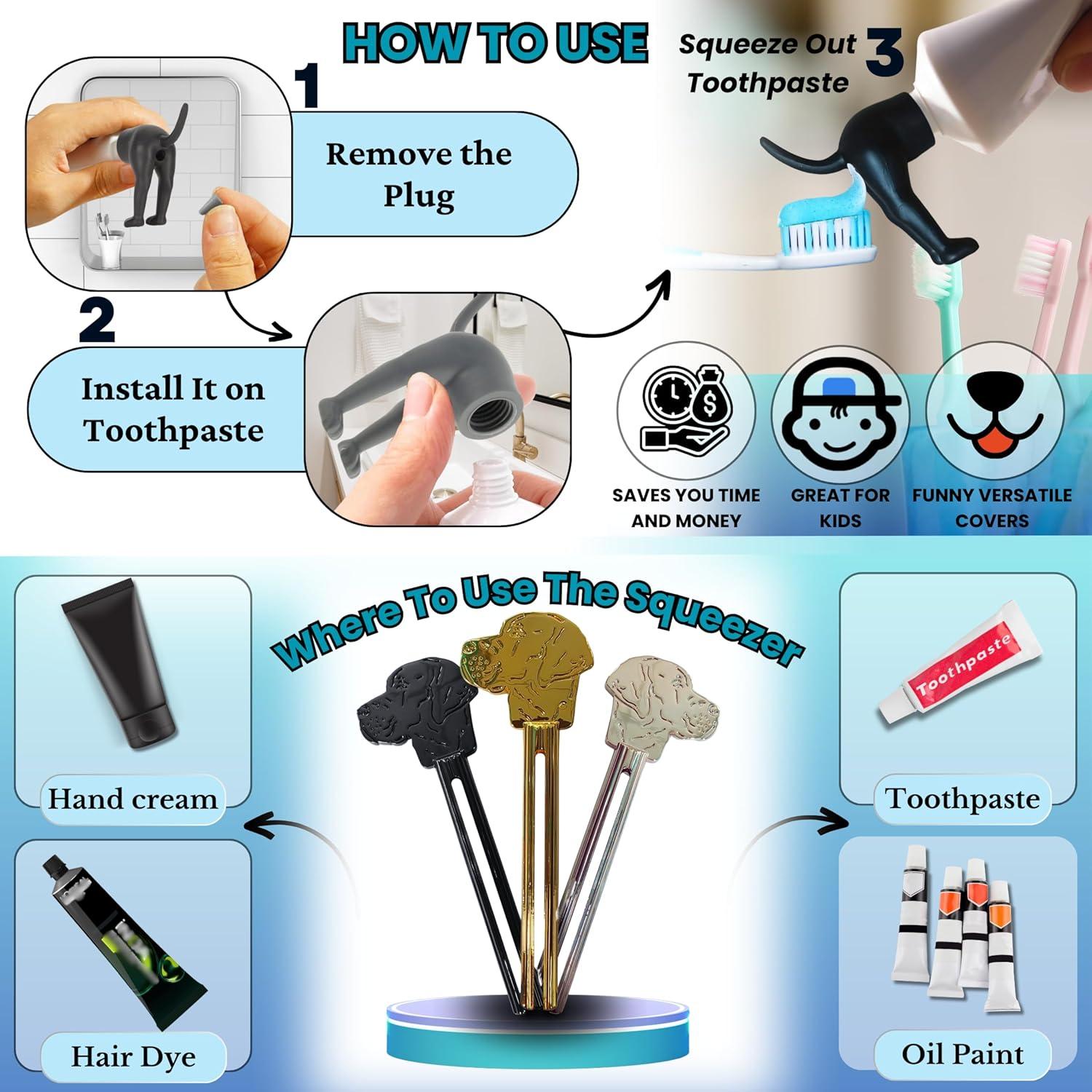 Set de 3 Tapas de Pasta de Dientes y Exprimidor Garzus