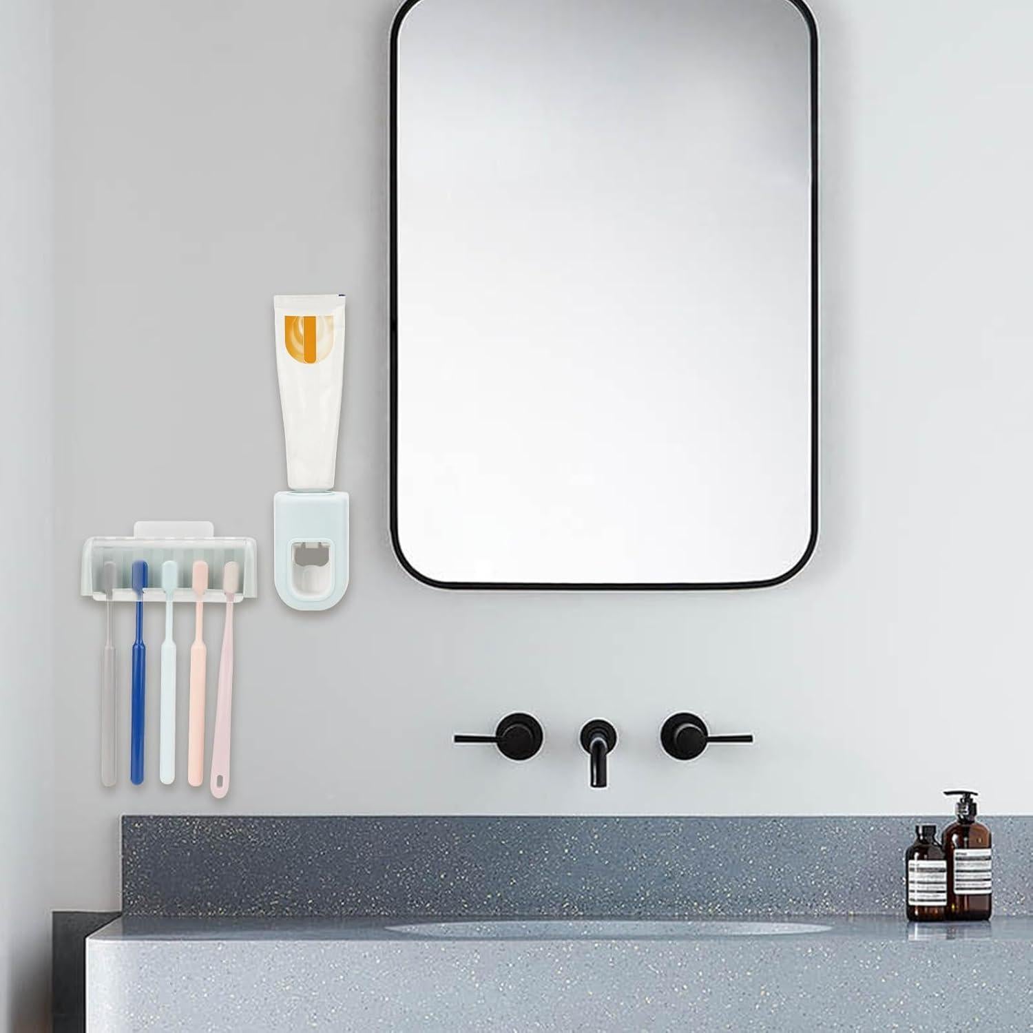 Soporte de Cepillos de Dientes LUEXBOX Montado en Pared Azul