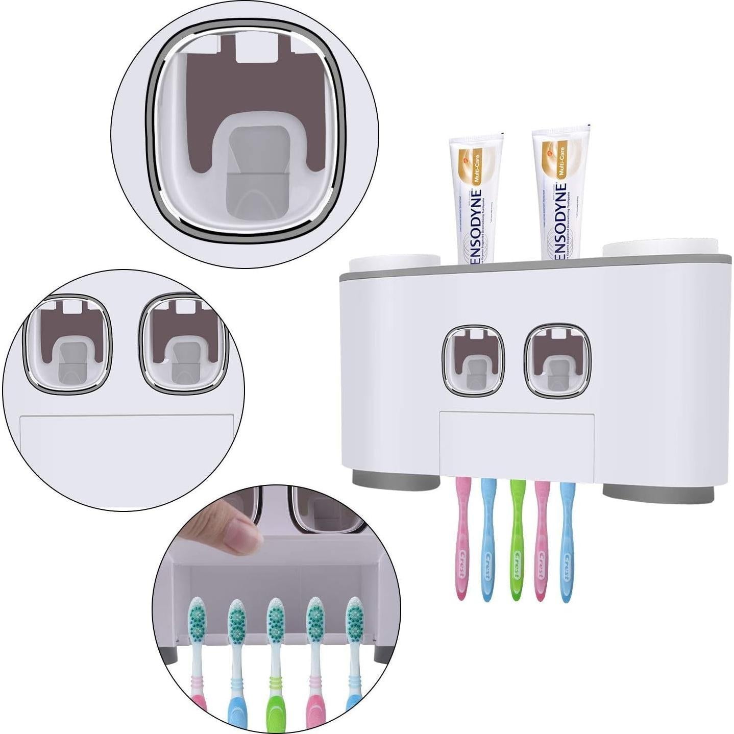 Soporte para Cepillos de Dientes Leseyaton Gris y Blanco 5 Espacios