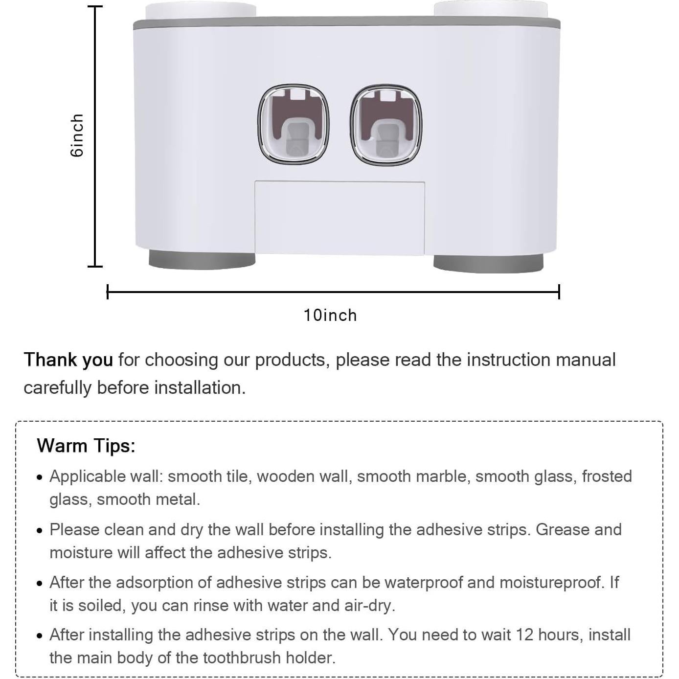 Soporte para Cepillos de Dientes Leseyaton Gris y Blanco 5 Espacios