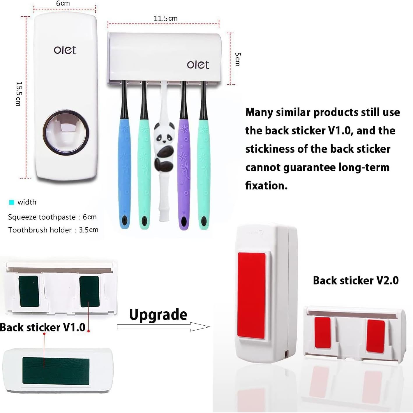 Dispensador Automático de Pasta de Dientes TOWOMO Blanco con Soporte