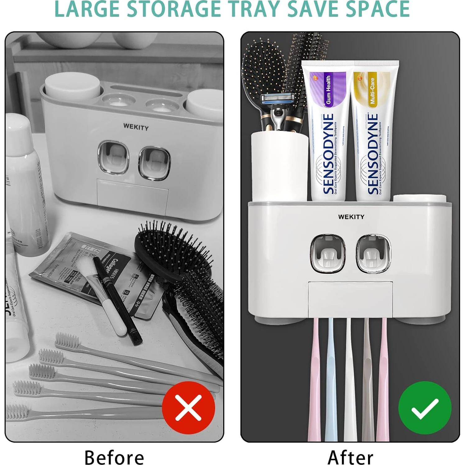 Soporte para Cepillos de Dientes WREWING Gris con Dispensador Automático