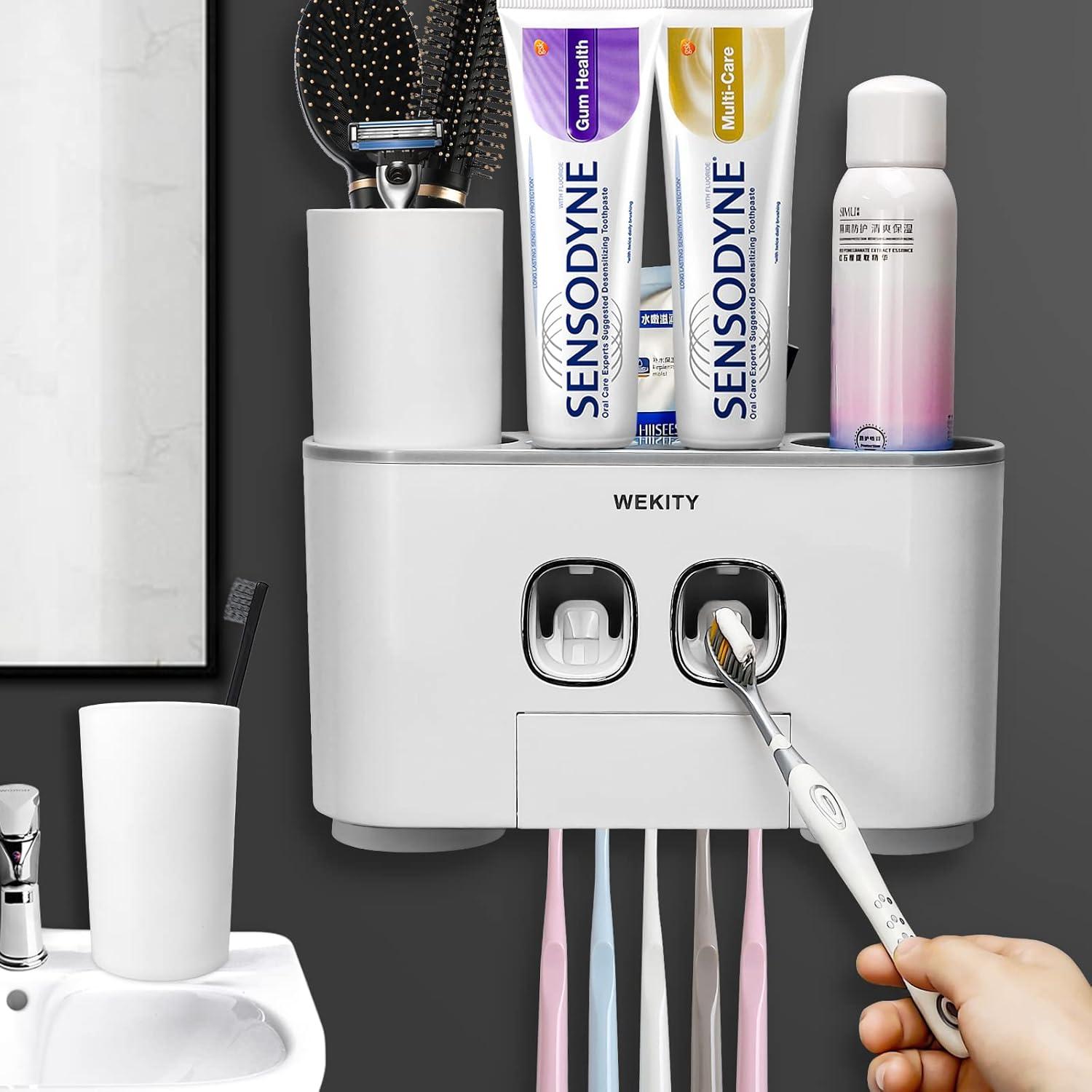 Soporte para Cepillos de Dientes WREWING Gris con Dispensador Automático