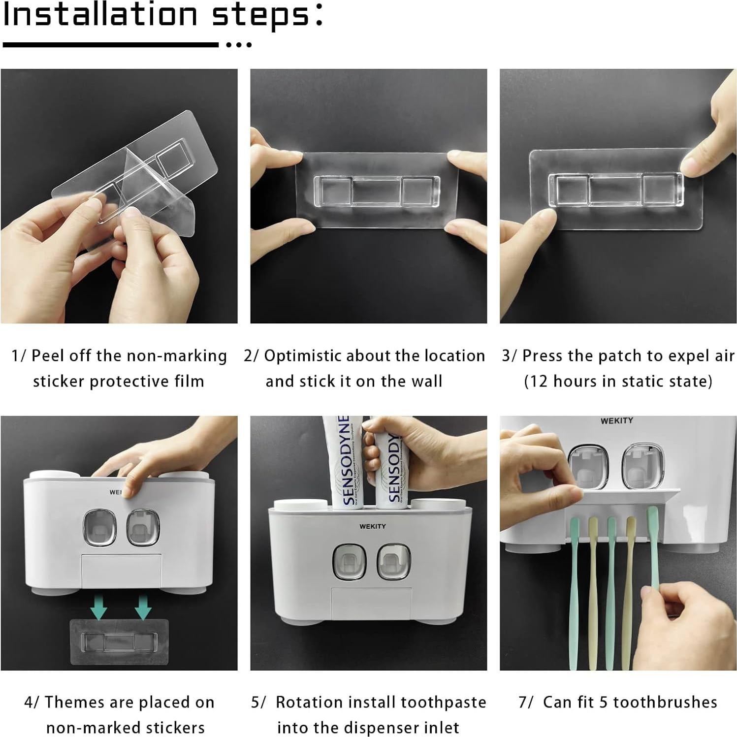 Soporte para Cepillos de Dientes WREWING Gris con Dispensador Automático