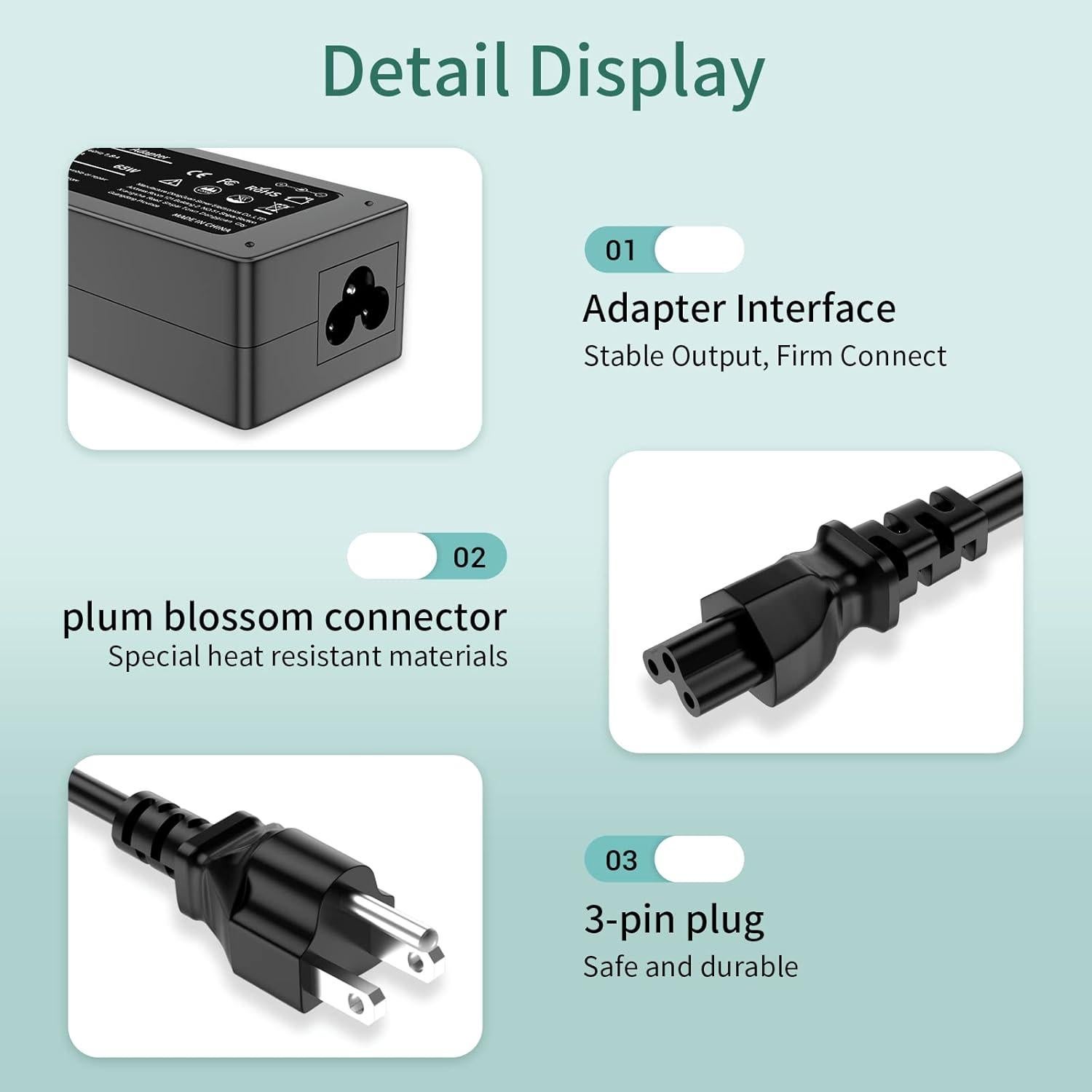 Cargador 65W HP ProBook Envy Pavilion EliteBook Punta Azul