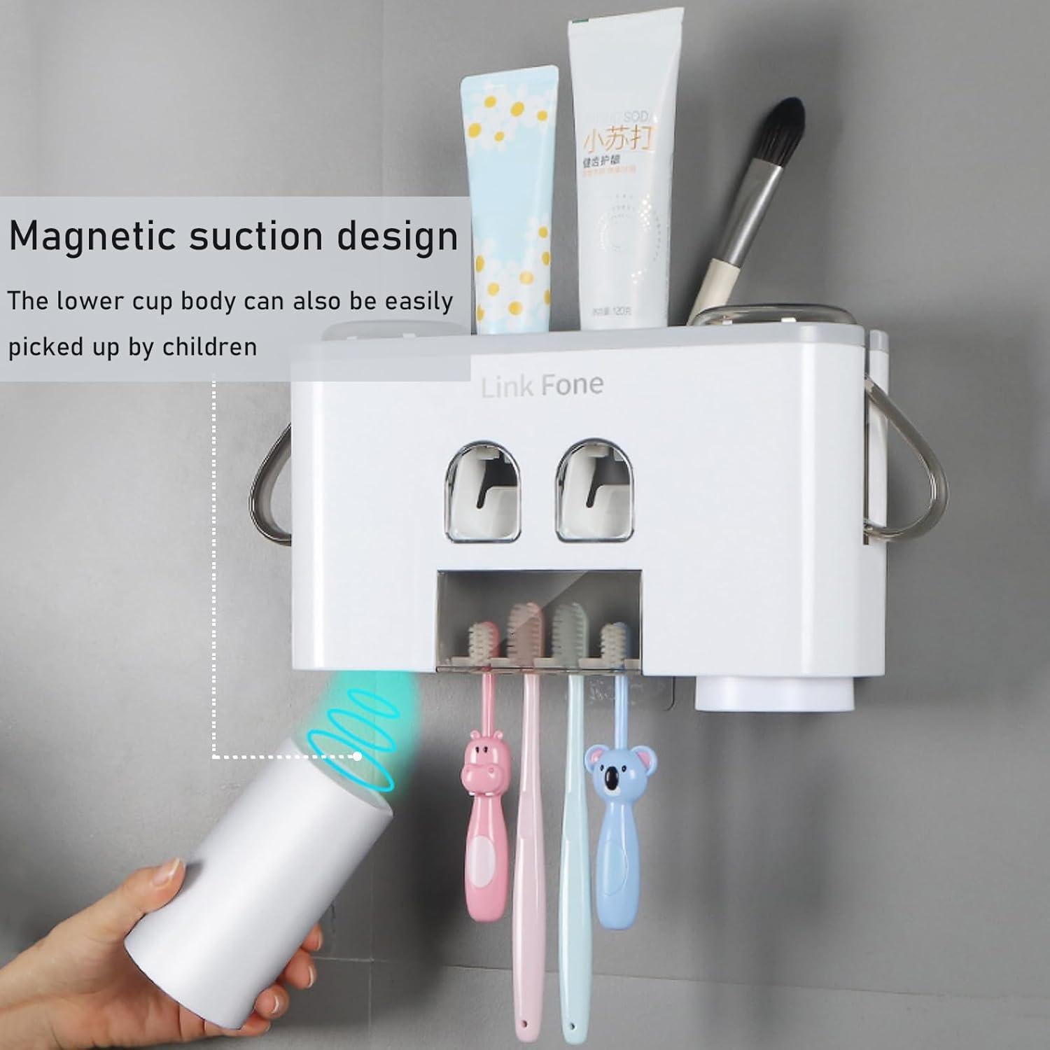 Soporte para Cepillos de Dientes WREWING Montado en Pared Gris