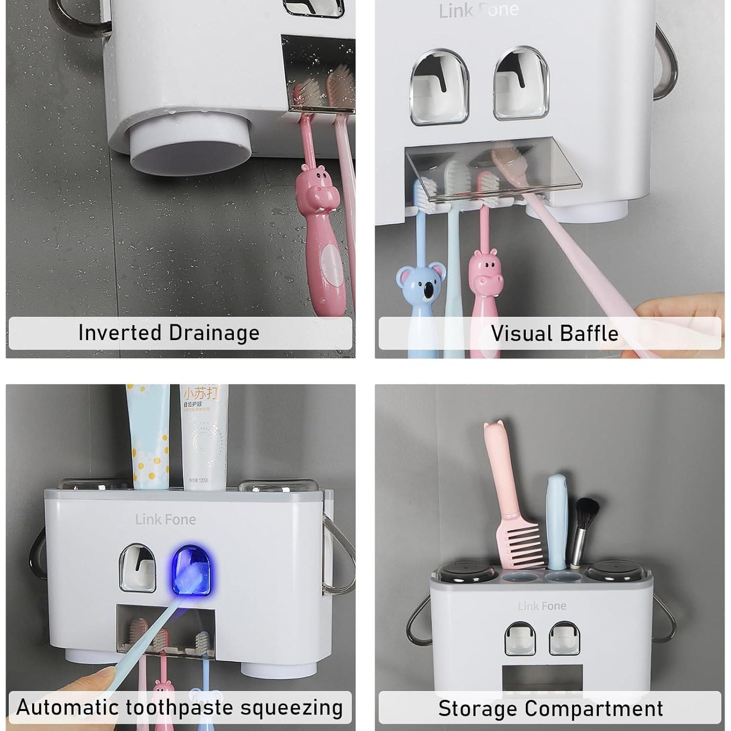 Soporte para Cepillos de Dientes WREWING Montado en Pared Gris