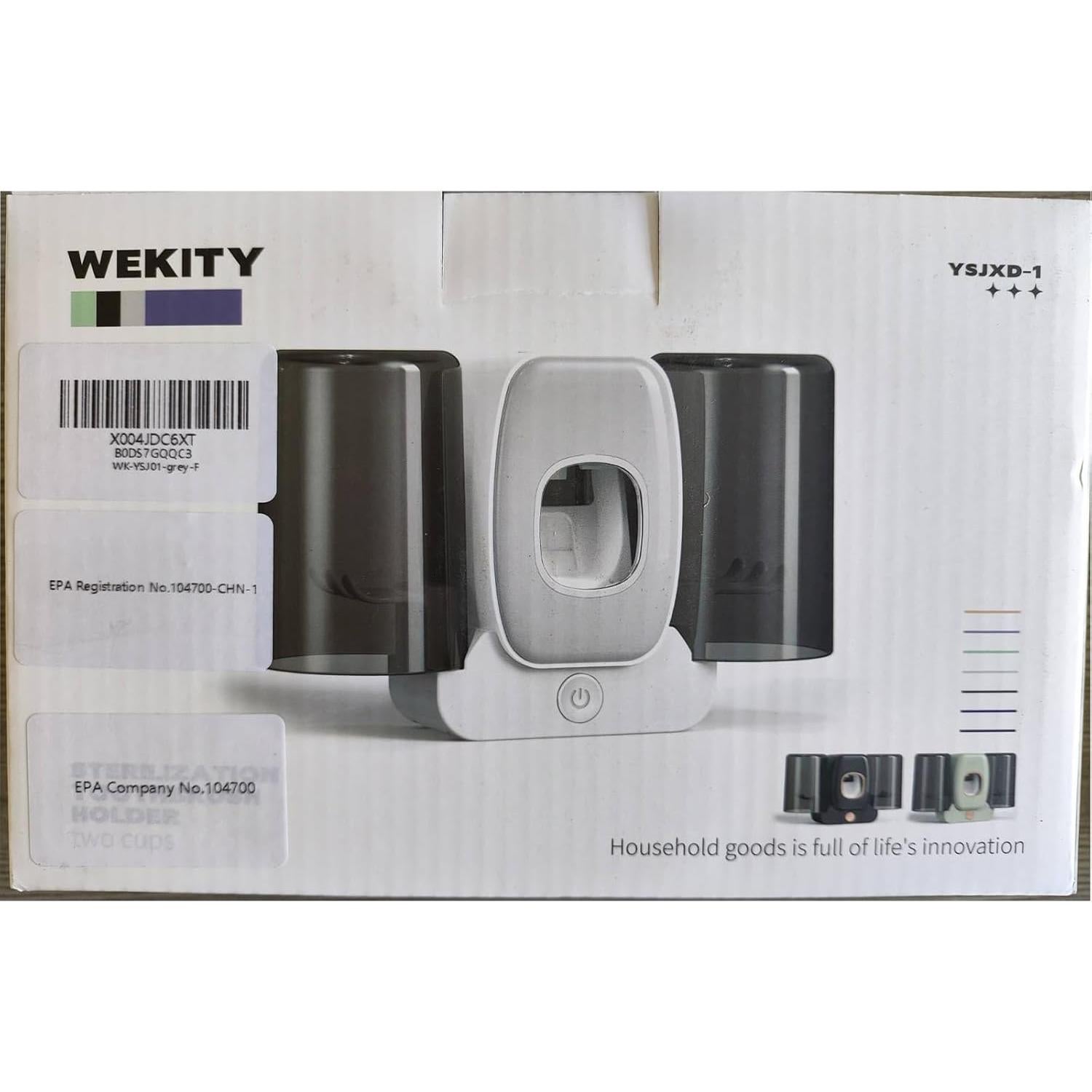 Soporte para Cepillos de Dientes Wekity Gris con Dispensador